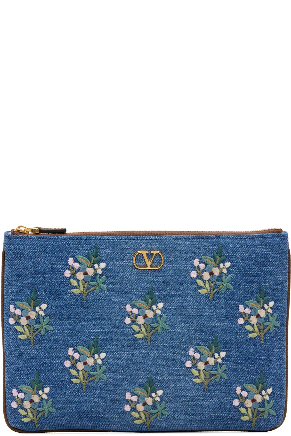 Blue VLogo Signature Denim Clutch