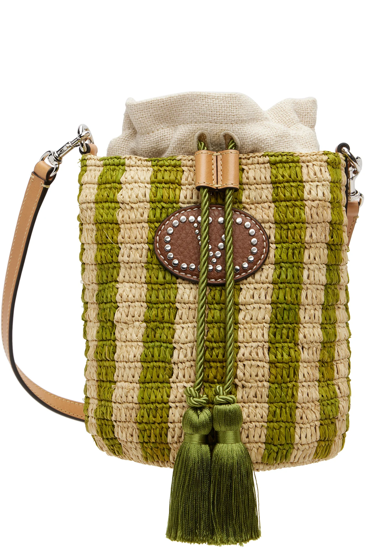 Green & Beige Small Bucket Bag