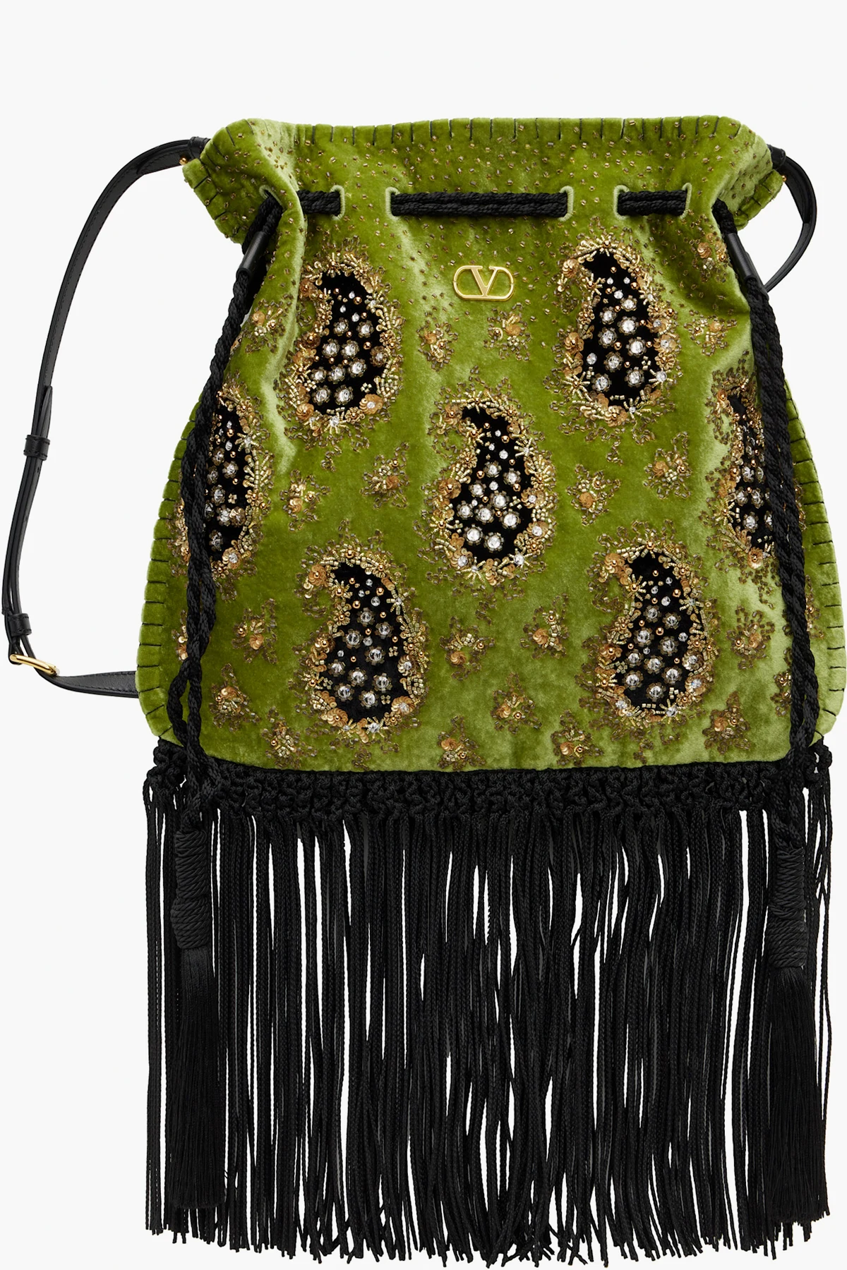Green Nellcôte Alice Embroidered Fringe Bag