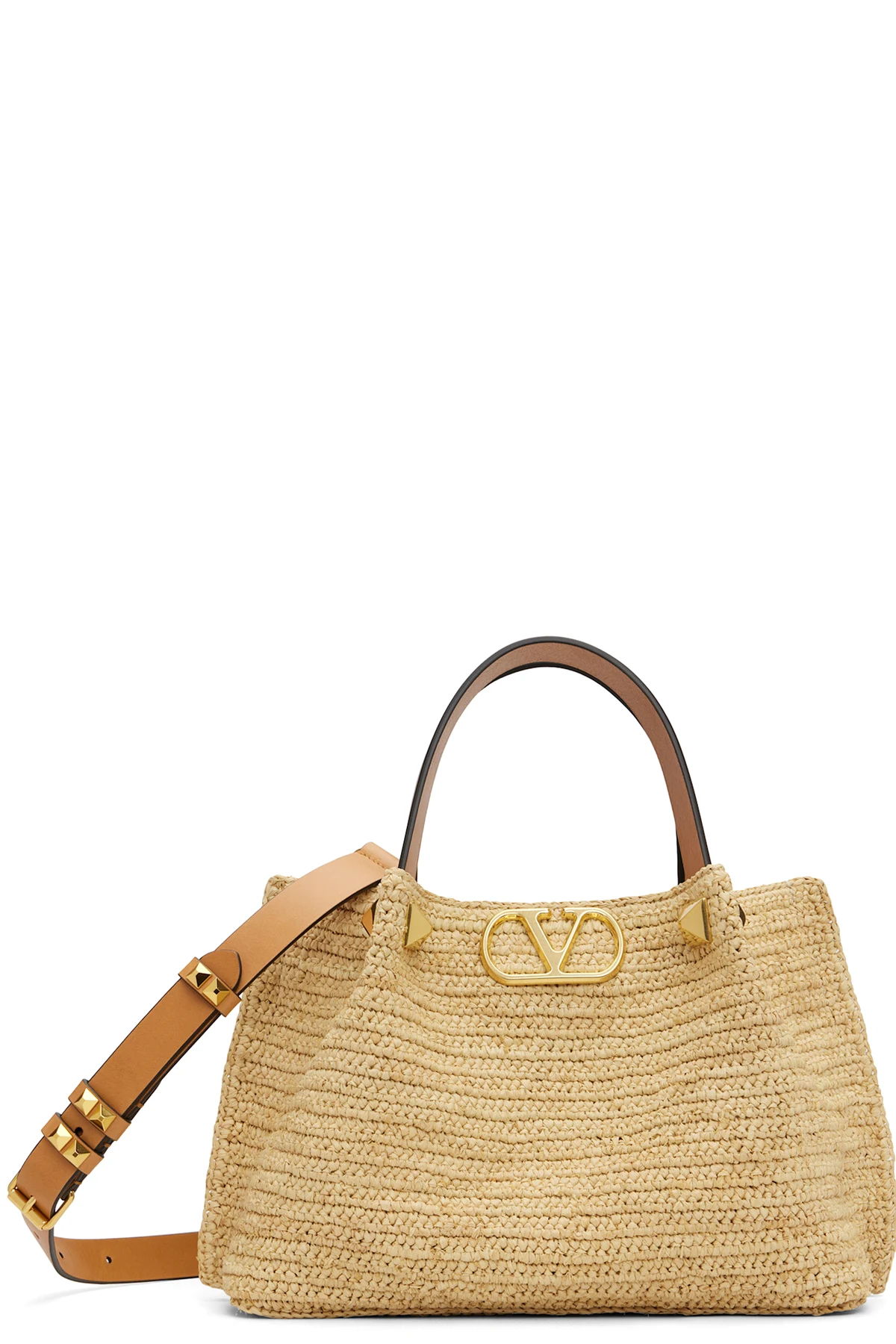 Beige Small Raffia Shopping Bag