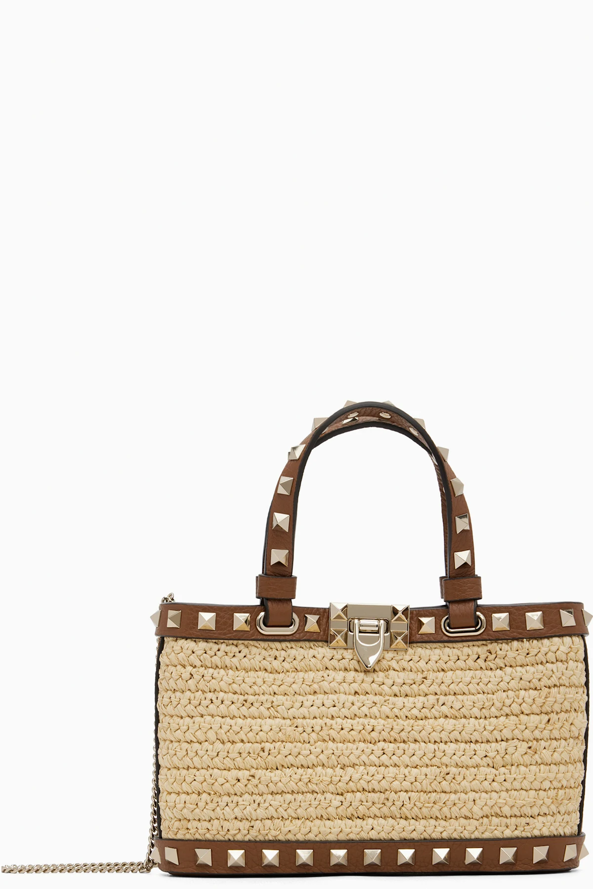 Beige Mini Rockstud Shopping Bag