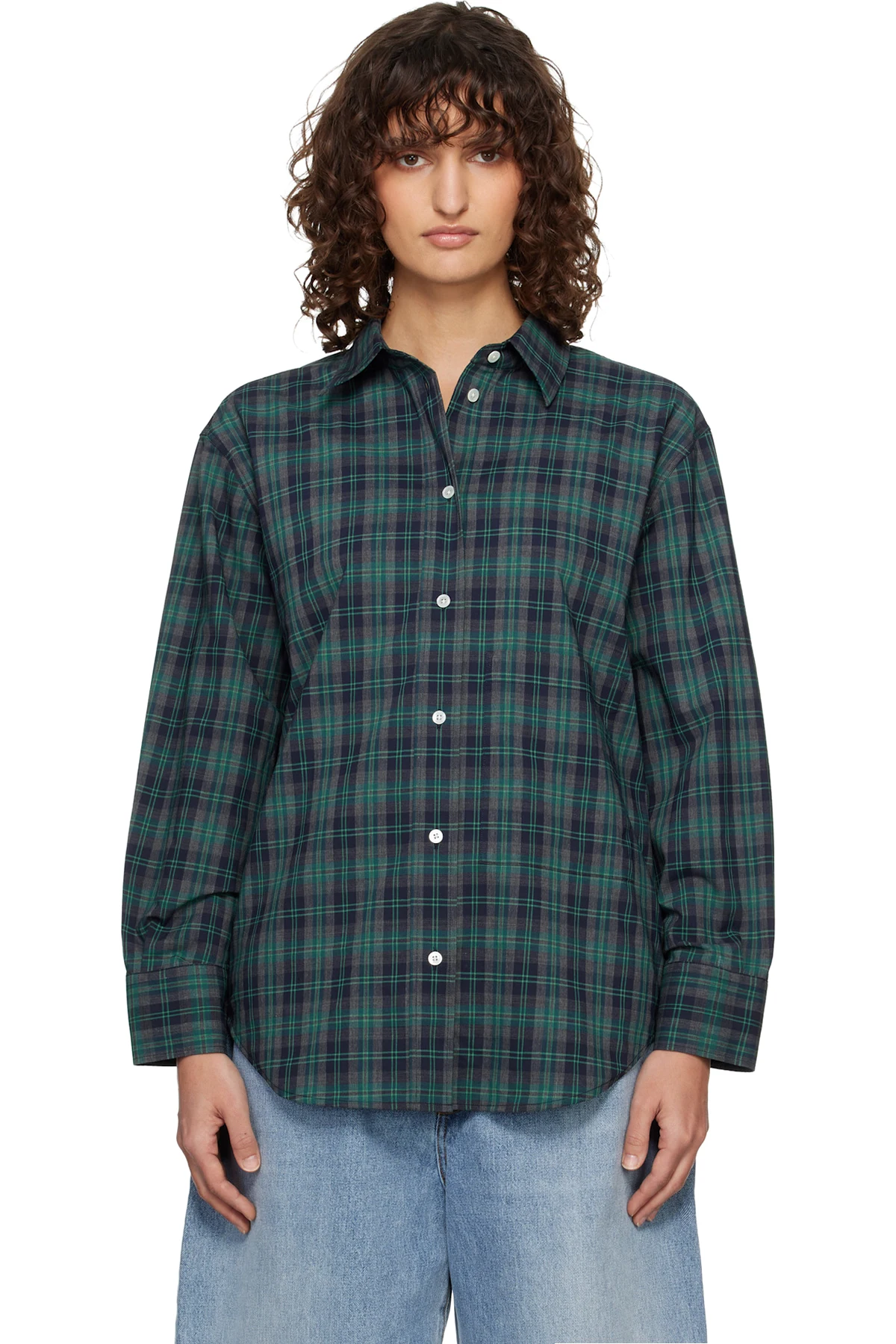 Green & Navy Oversized Check Shirt