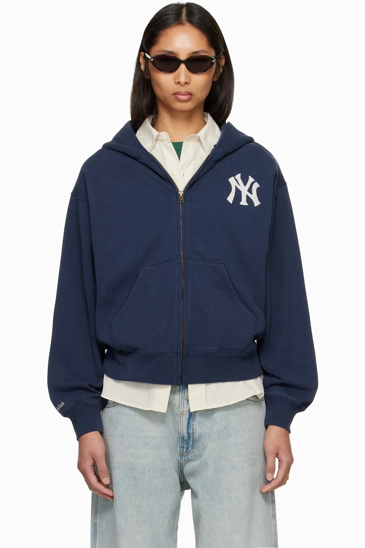Navy Heritage Yankees Serif Zip Hoodie