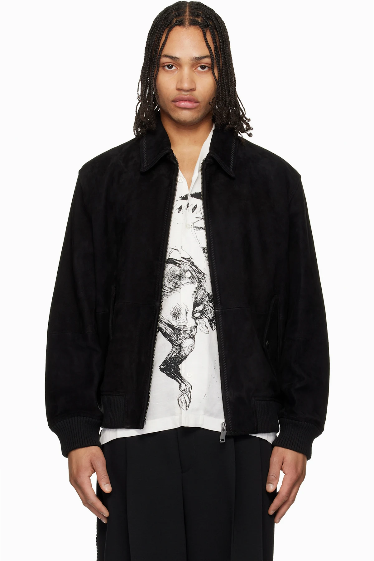 Black Extra-Slim-Fit Soft Suede Jacket