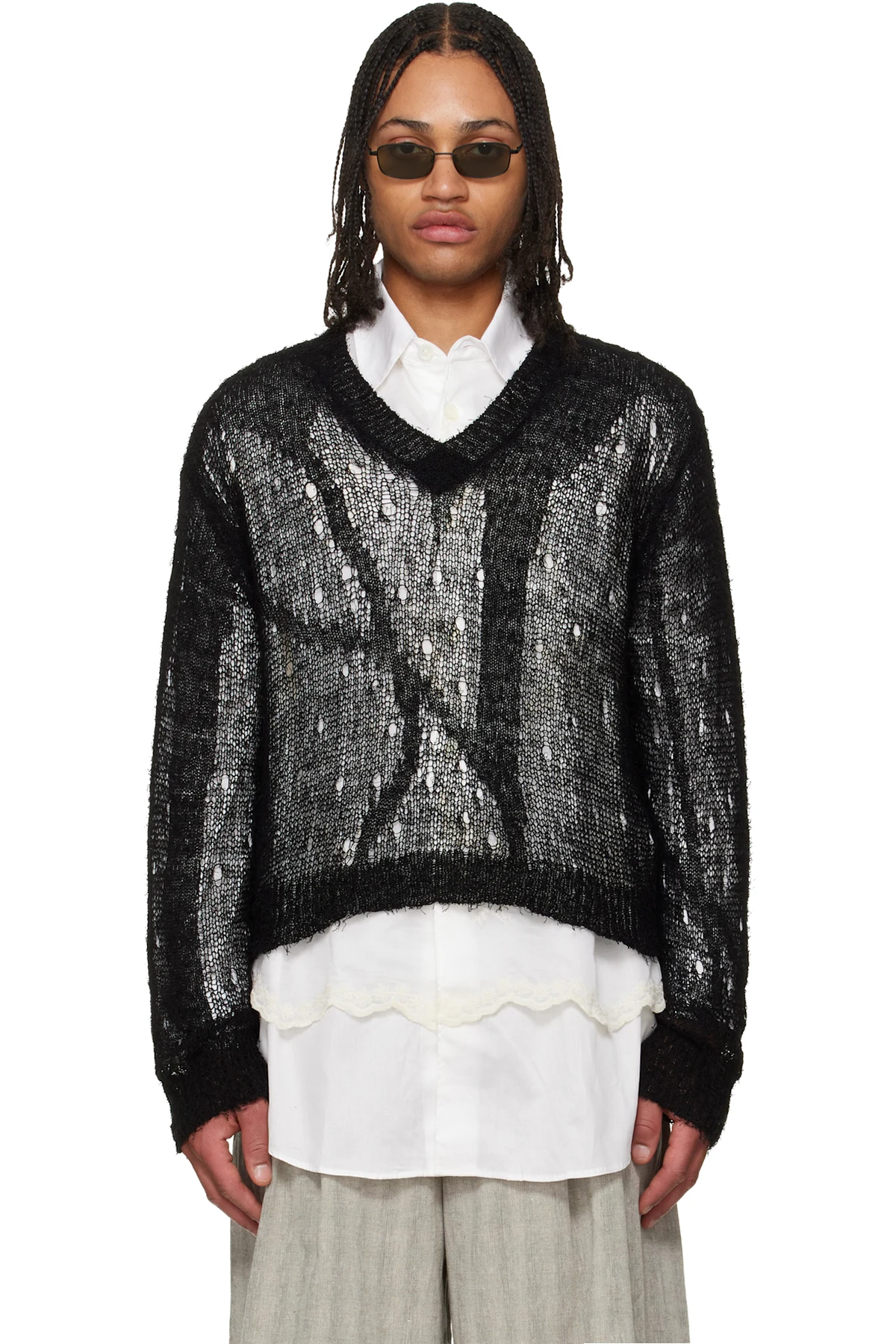 Black Slow V-Neck Sweater