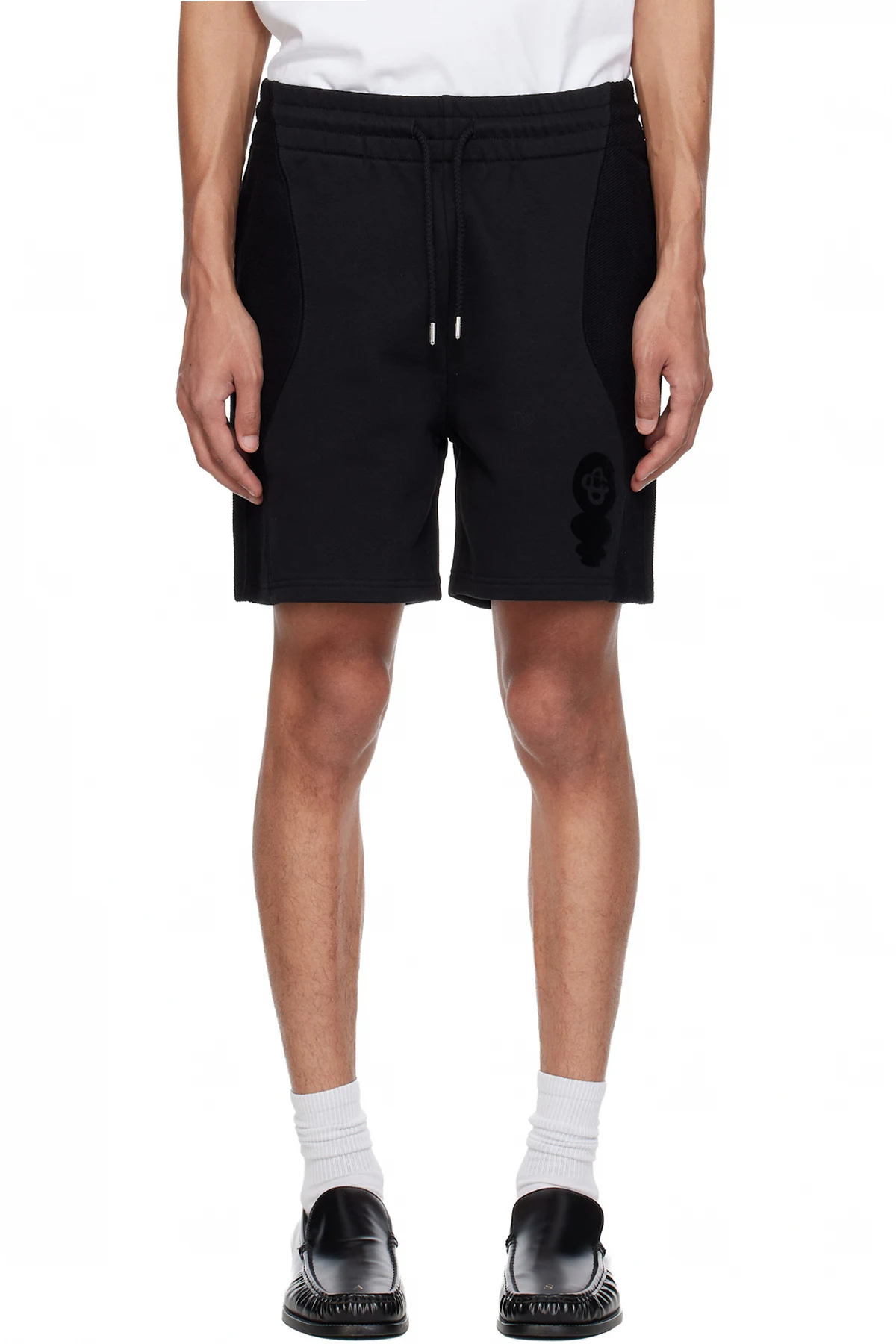 Black Squash Logo Flock Print Sweat Shorts