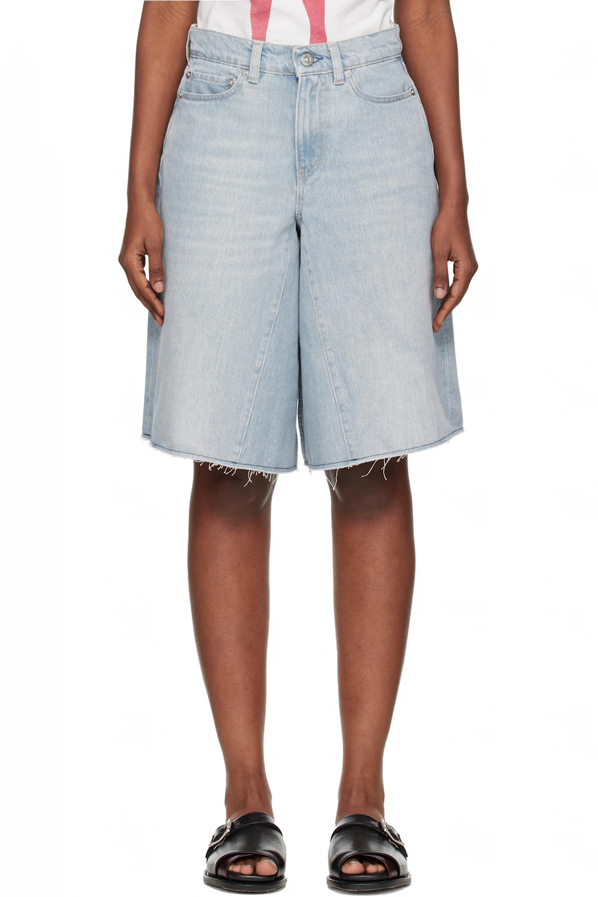 Blue Midi Denim Shorts