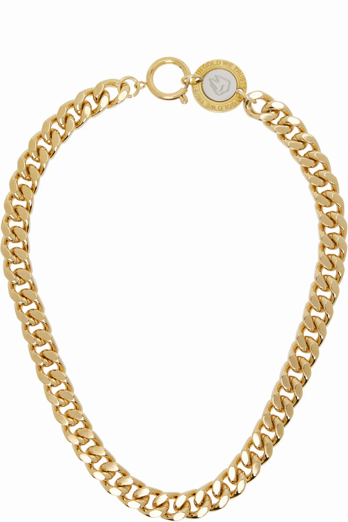 Curb Chain Logo Clasp Necklace