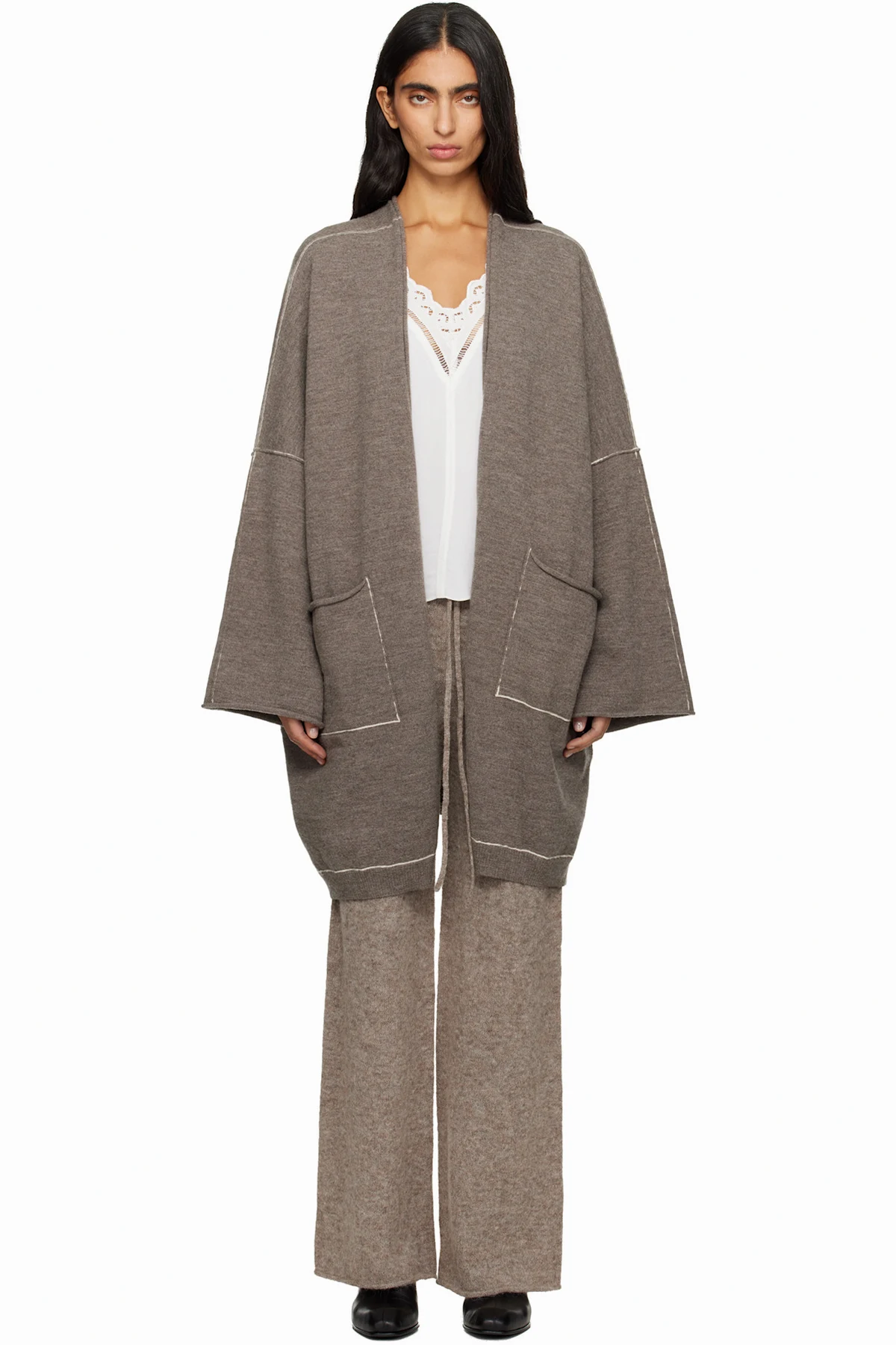 Gray Stitch Wide Cardigan