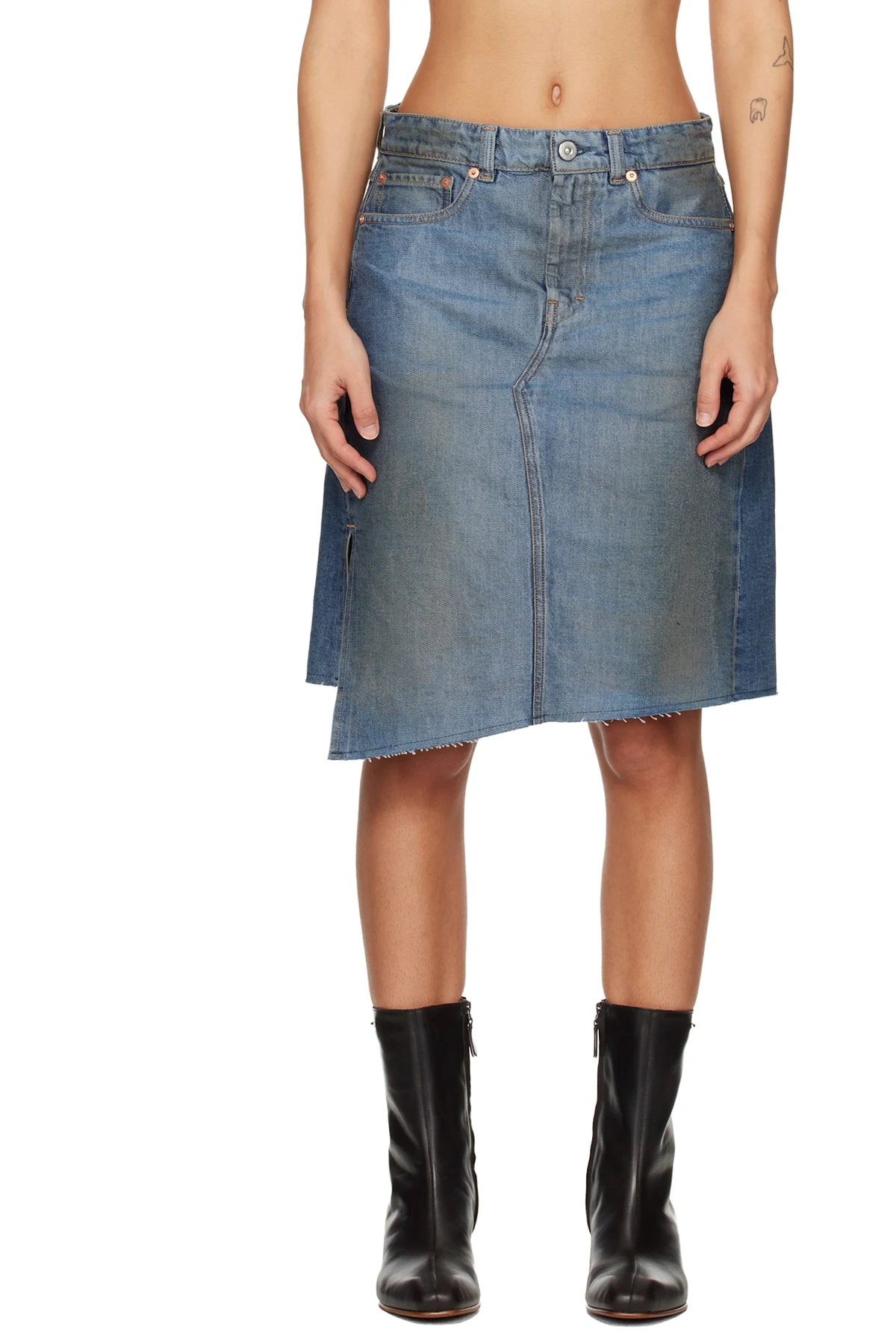 Blue Craft Denim Midi Skirt