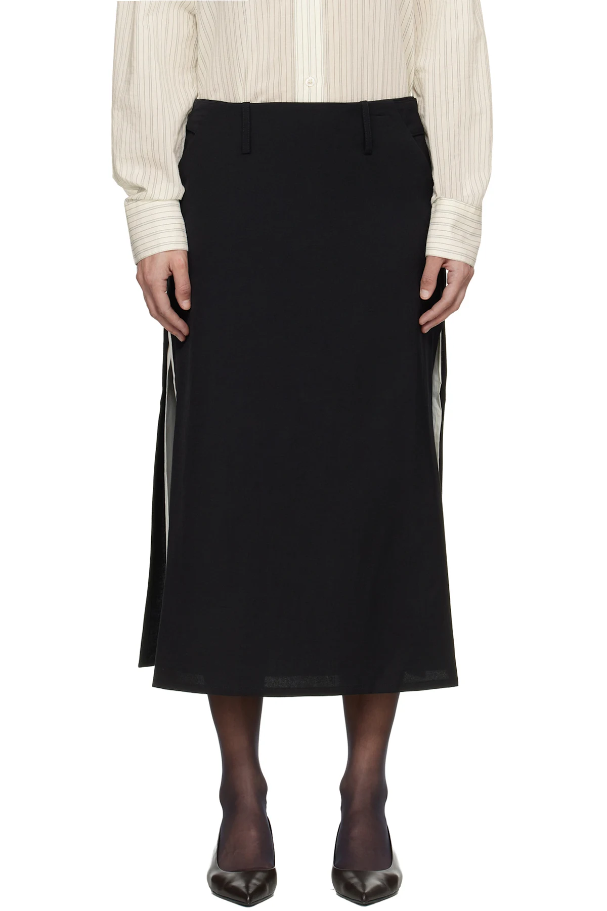 Black Tab Midi Skirt