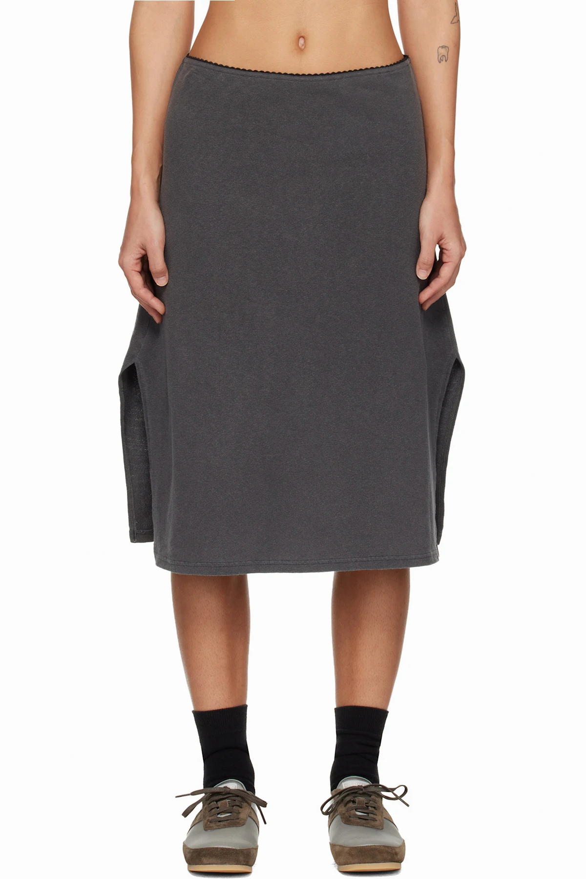 Gray Picnic Midi Skirt