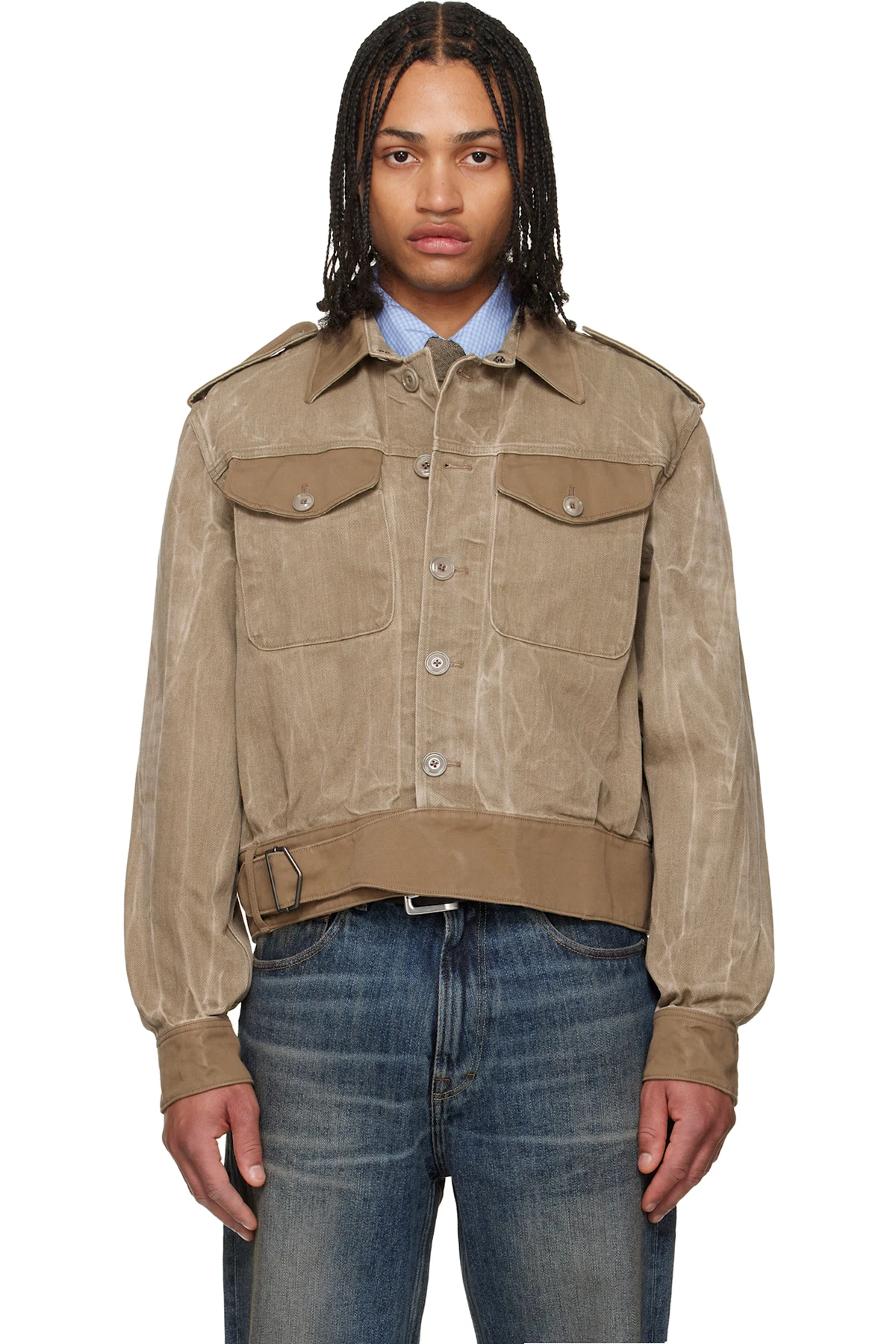 Khaki Battle Denim Jacket