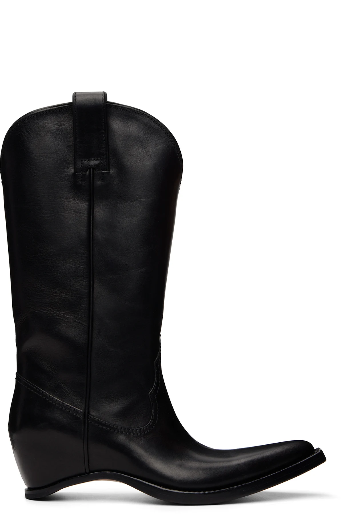 Black Heel-Less Western Boots