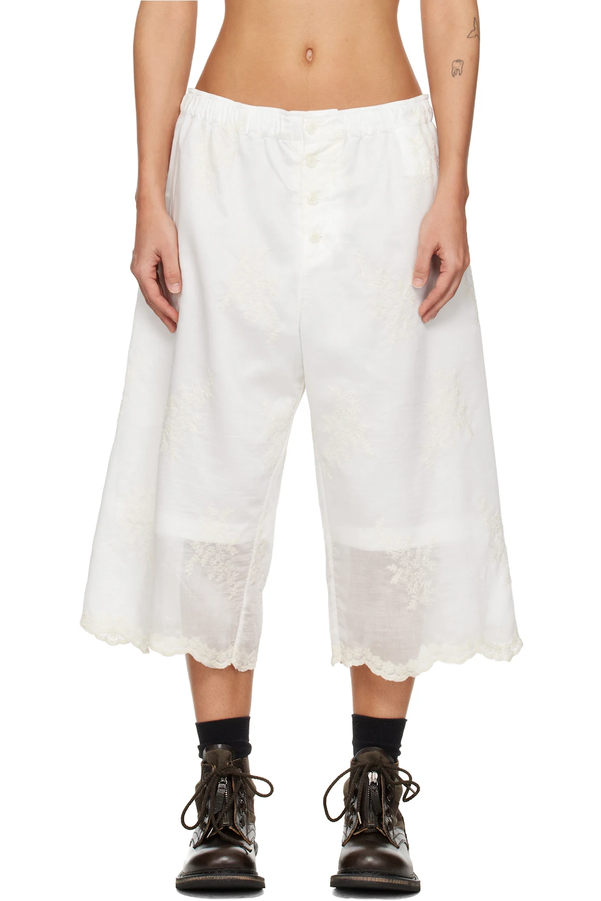 White Frill Shorts