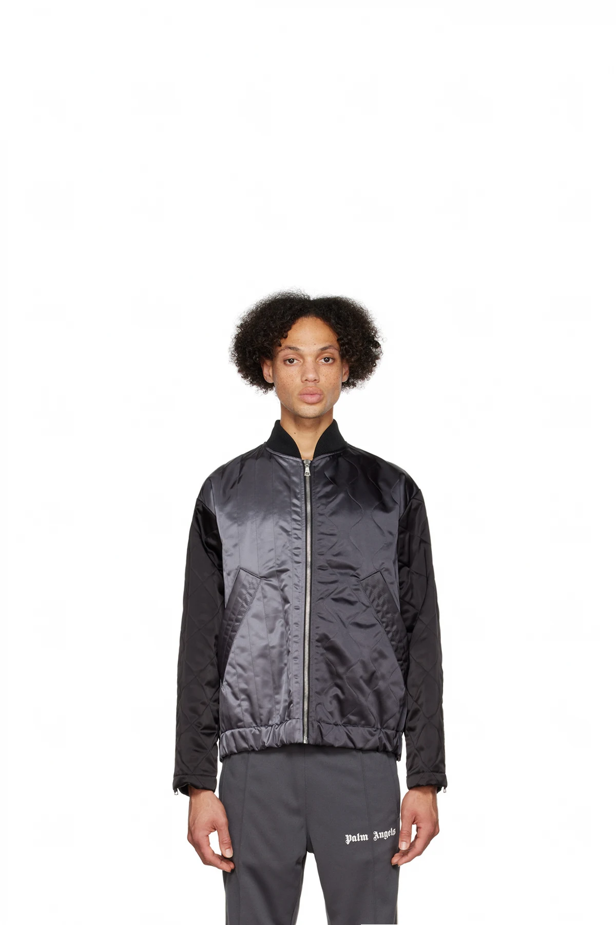 Gray & Black Aviator Bomber Jacket