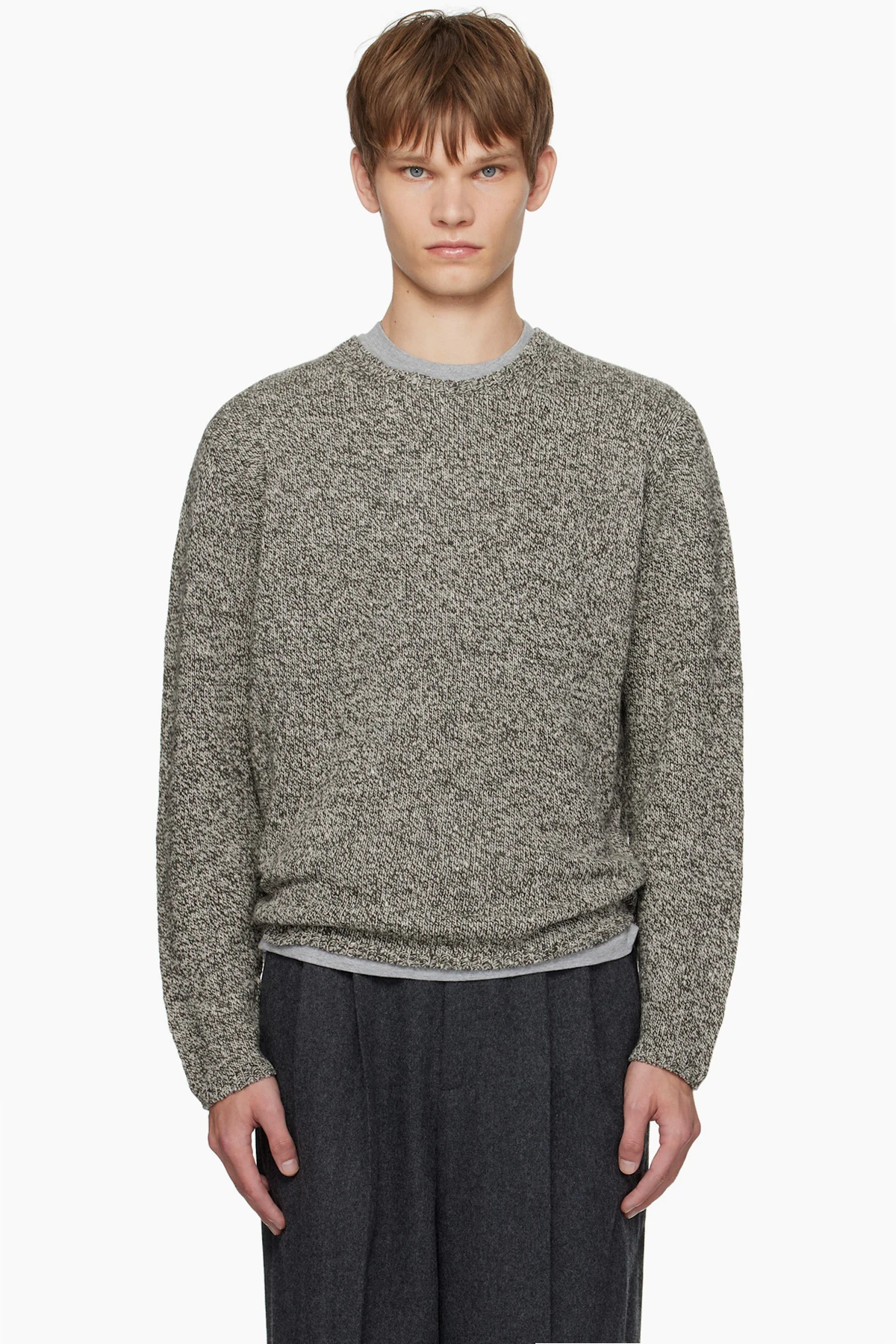Black & White Airy Silk Wool Knit Sweater