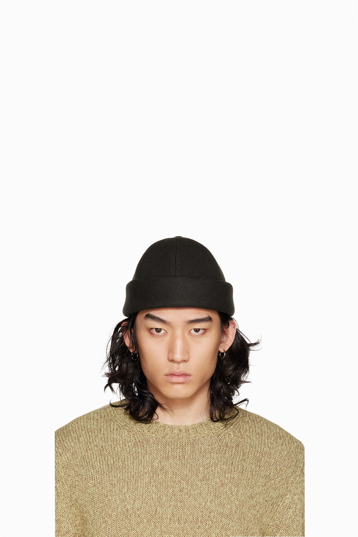 Green Rolled Brim Beanie