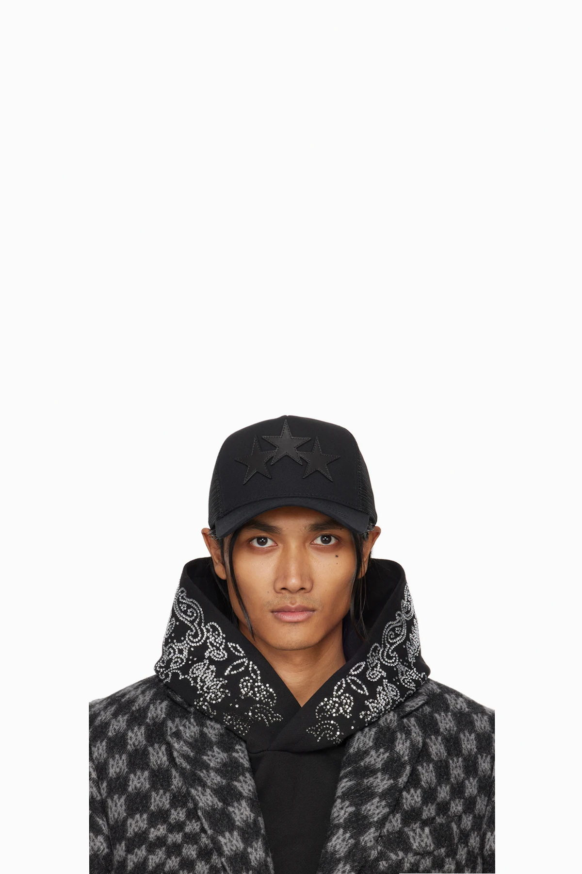 Black 3 Star Trucker Hat