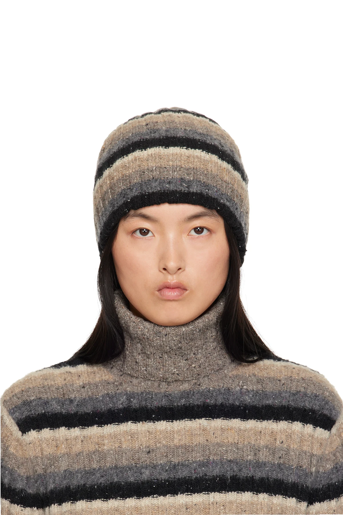 Brown & Black Striped Beanie