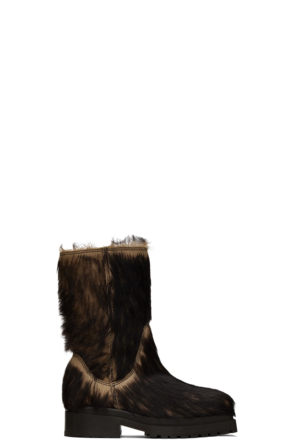 Brown & Black Stacked Fur Boots
