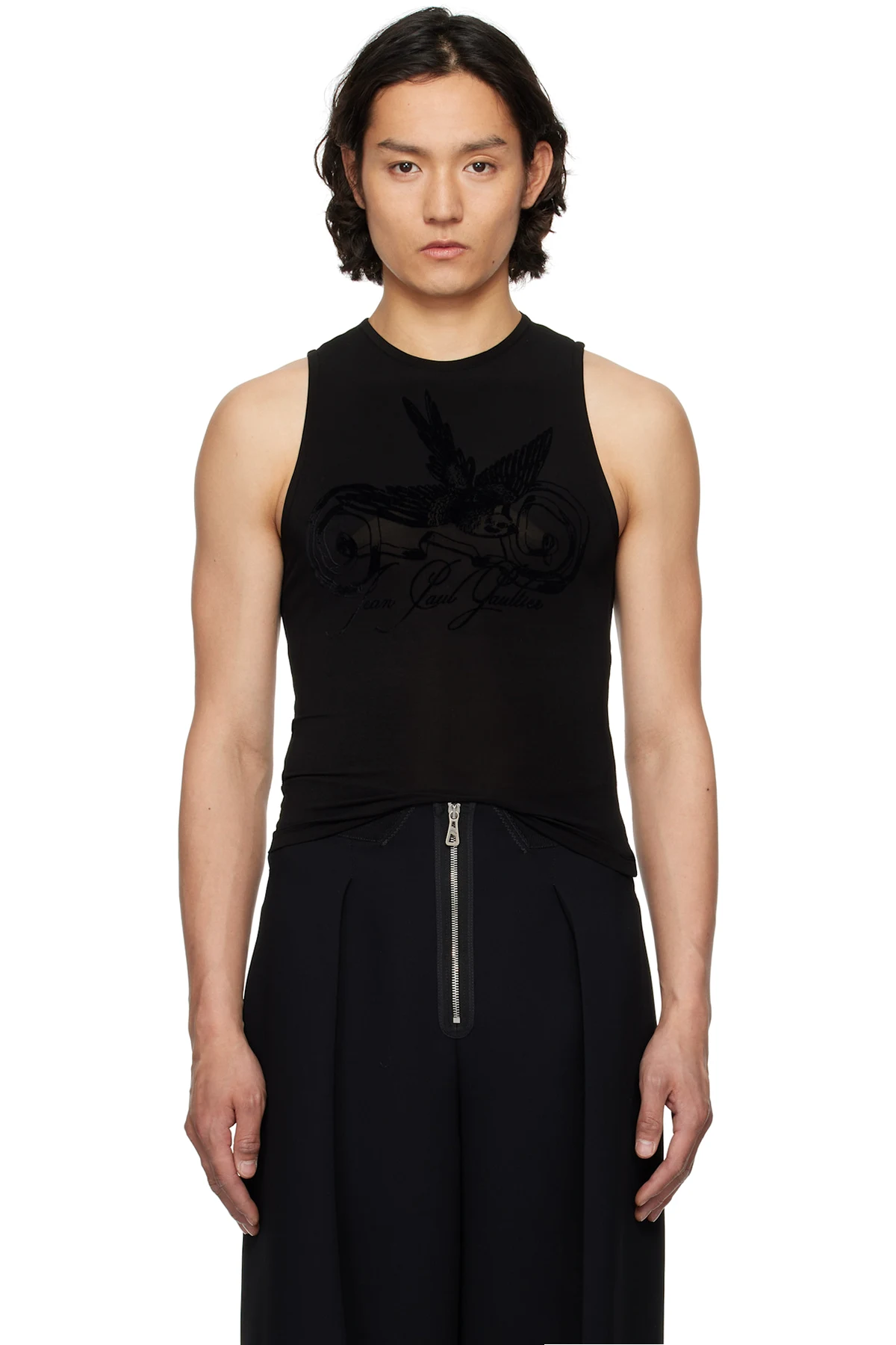 Black Flock Tattoo Tank Top