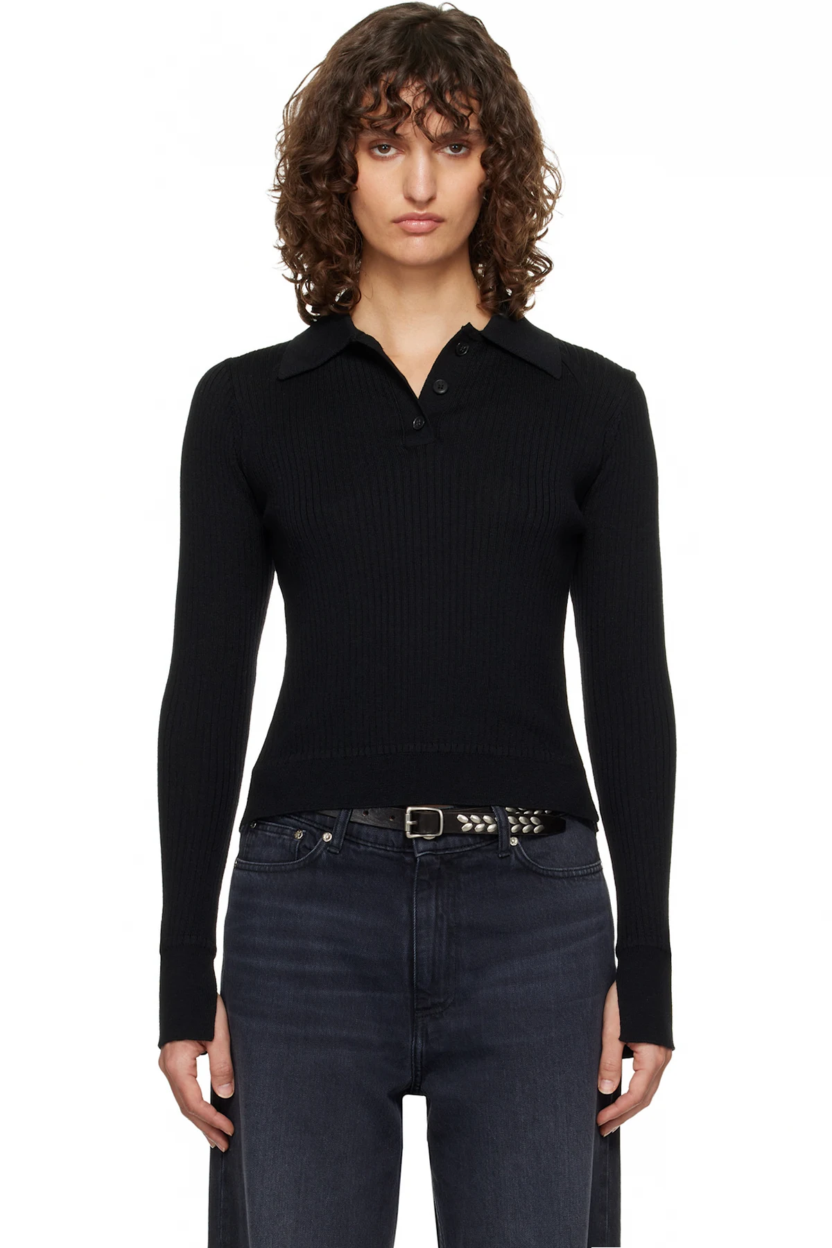 Black Partial Placket Polo