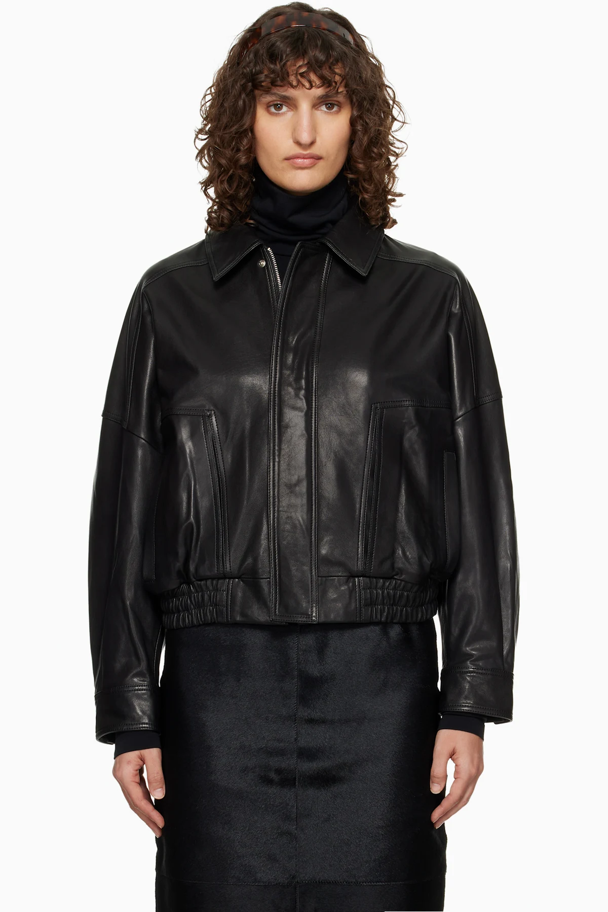 Black Dalma Relaxed Leather Jacket