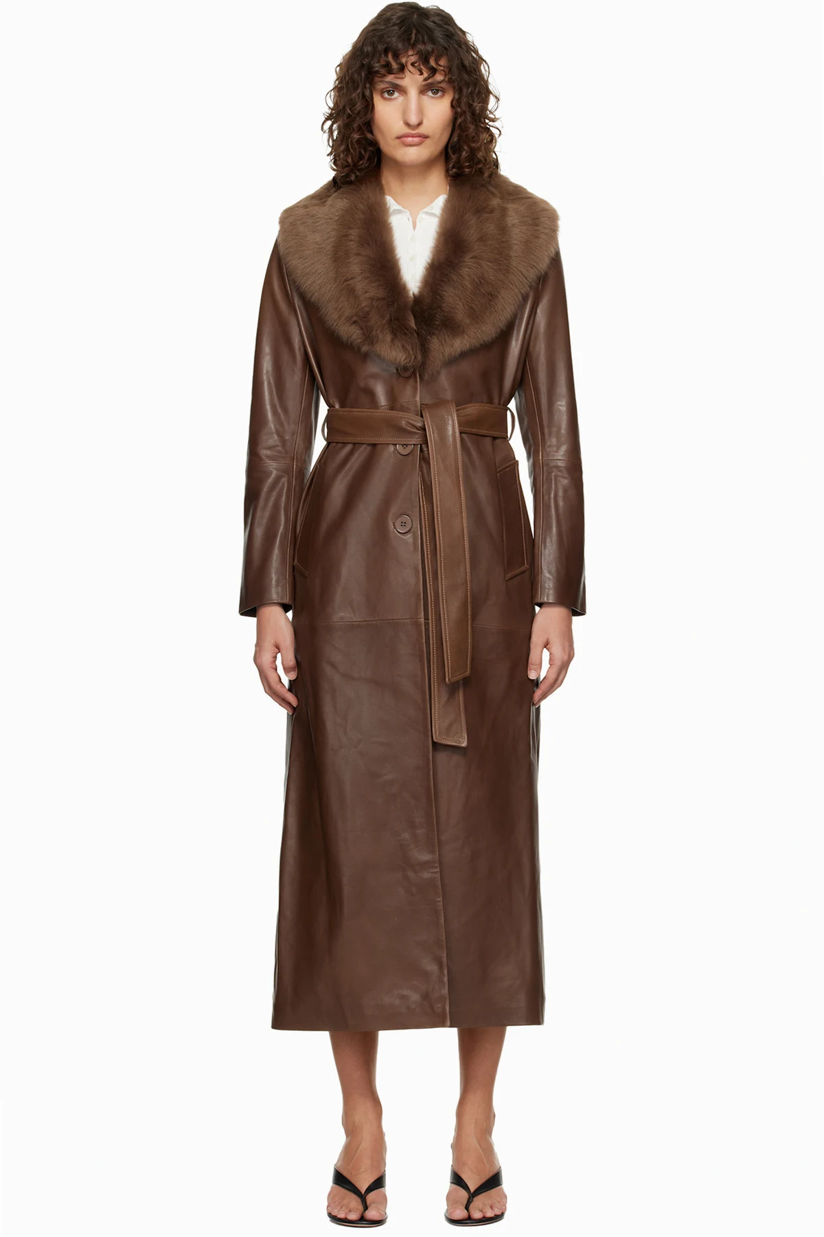 Brown Dakota Glamorous Leather Coat