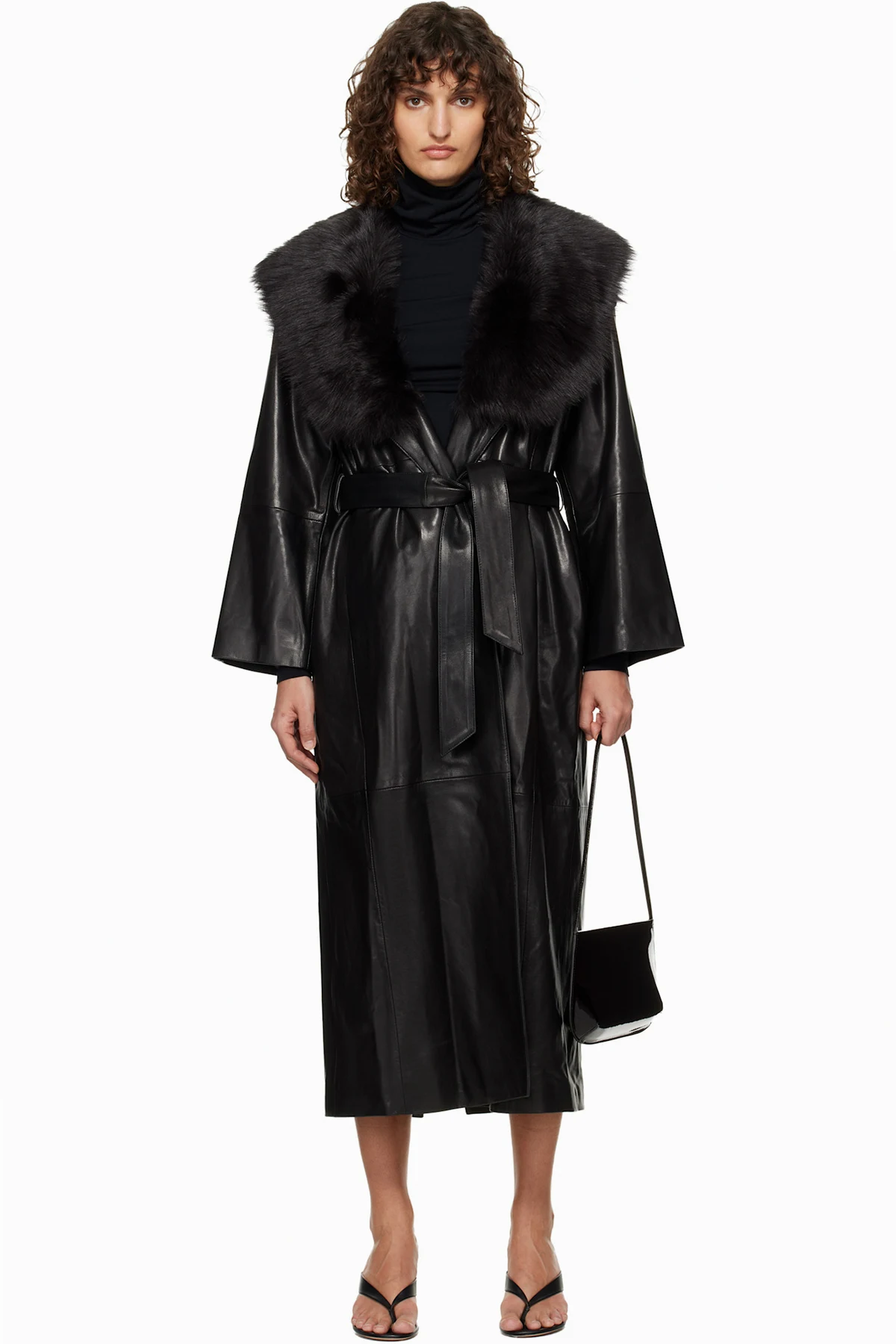 Black Briona Leather Coat