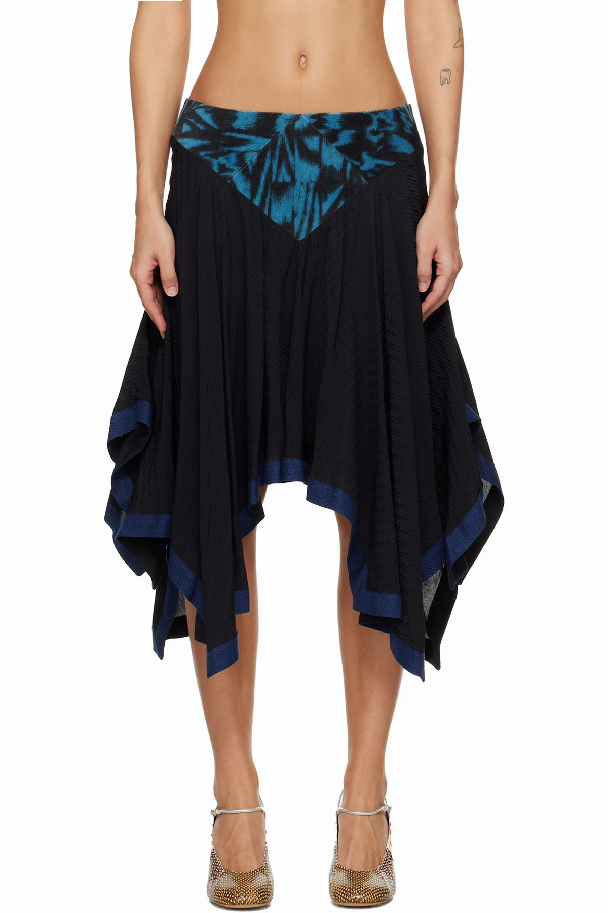 Black & Blue Klapheck Midi Skirt