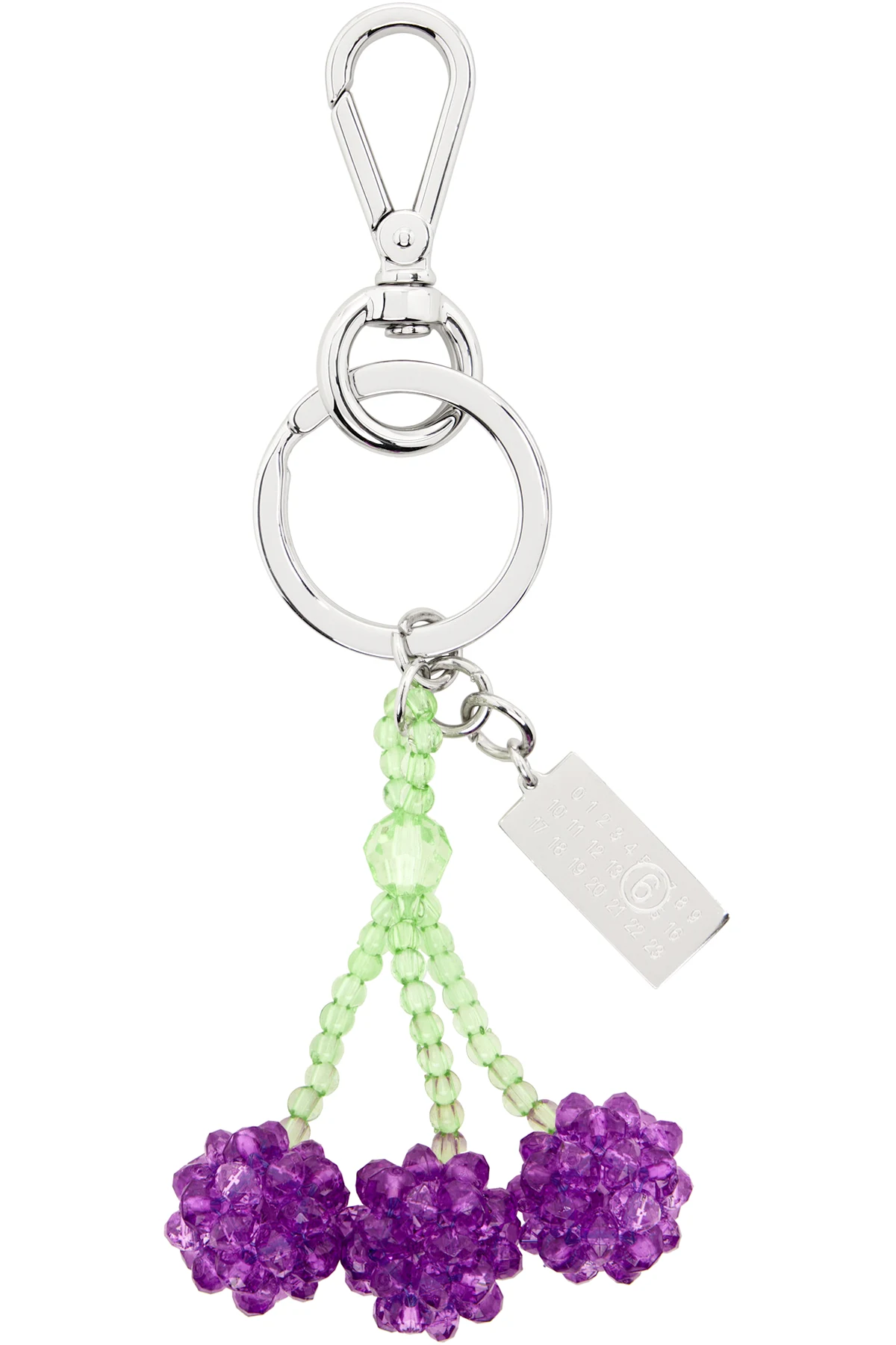 Purple Cherry Beaded Numeric Keychain