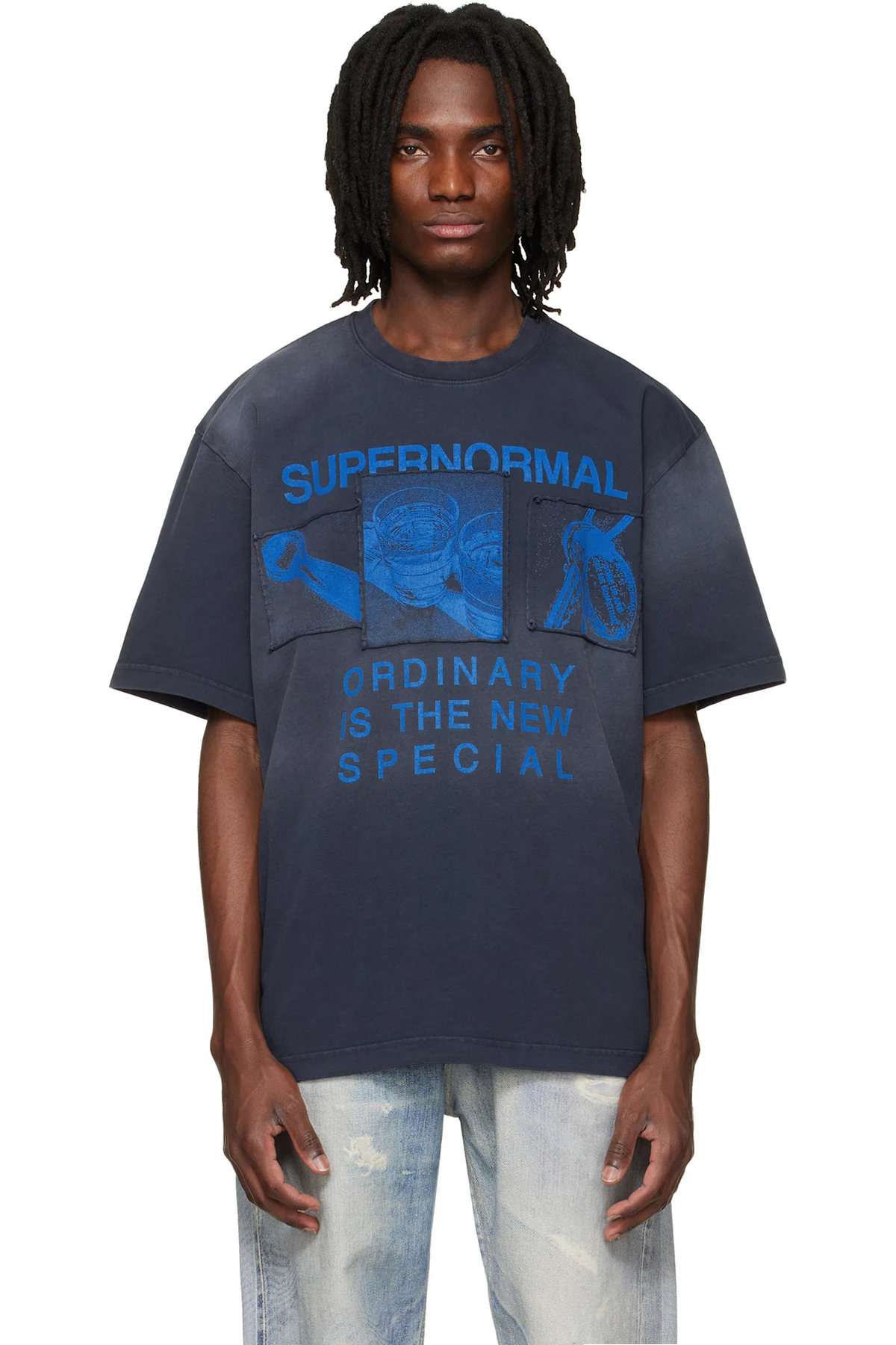 Navy Dropped Shoulder T-shirt