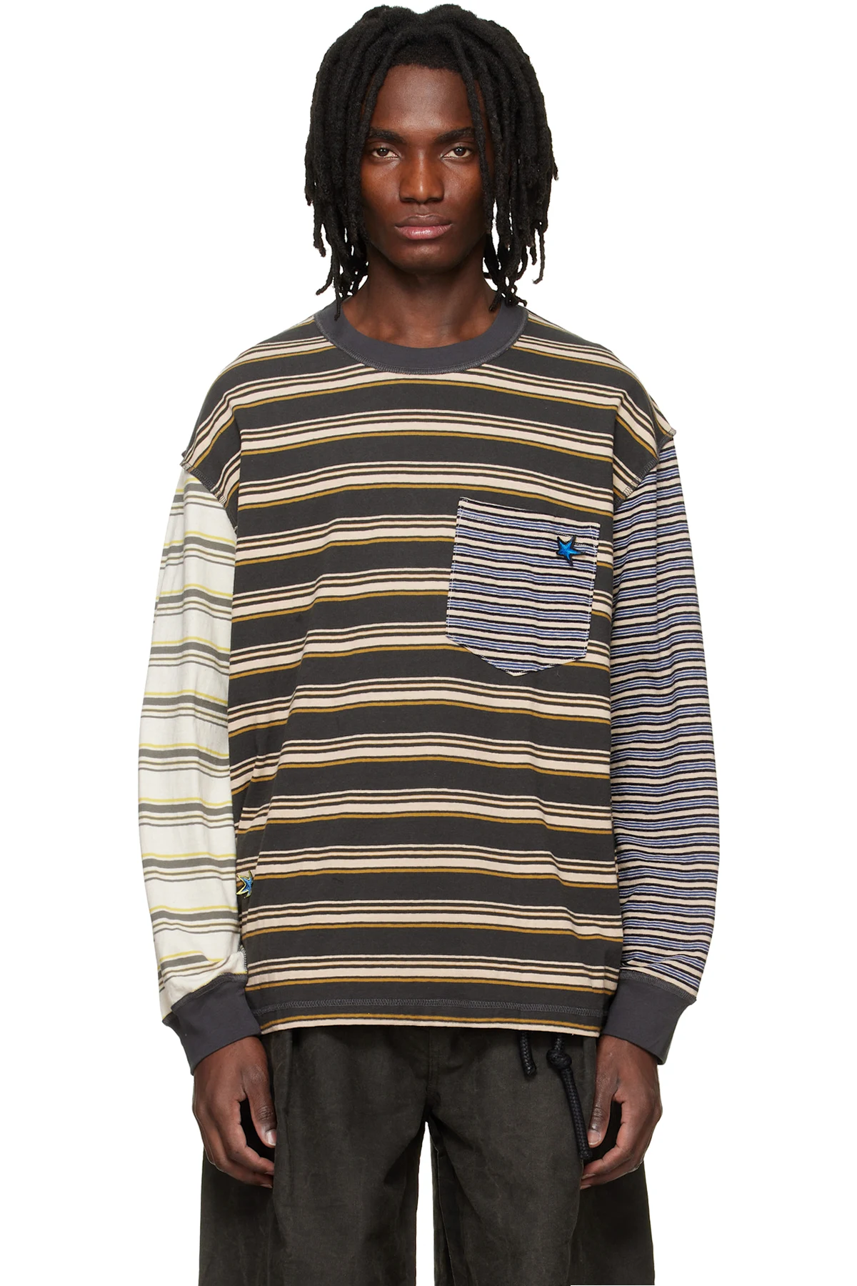 Multicolor Oversized Crew Neck Pullover T-shirt