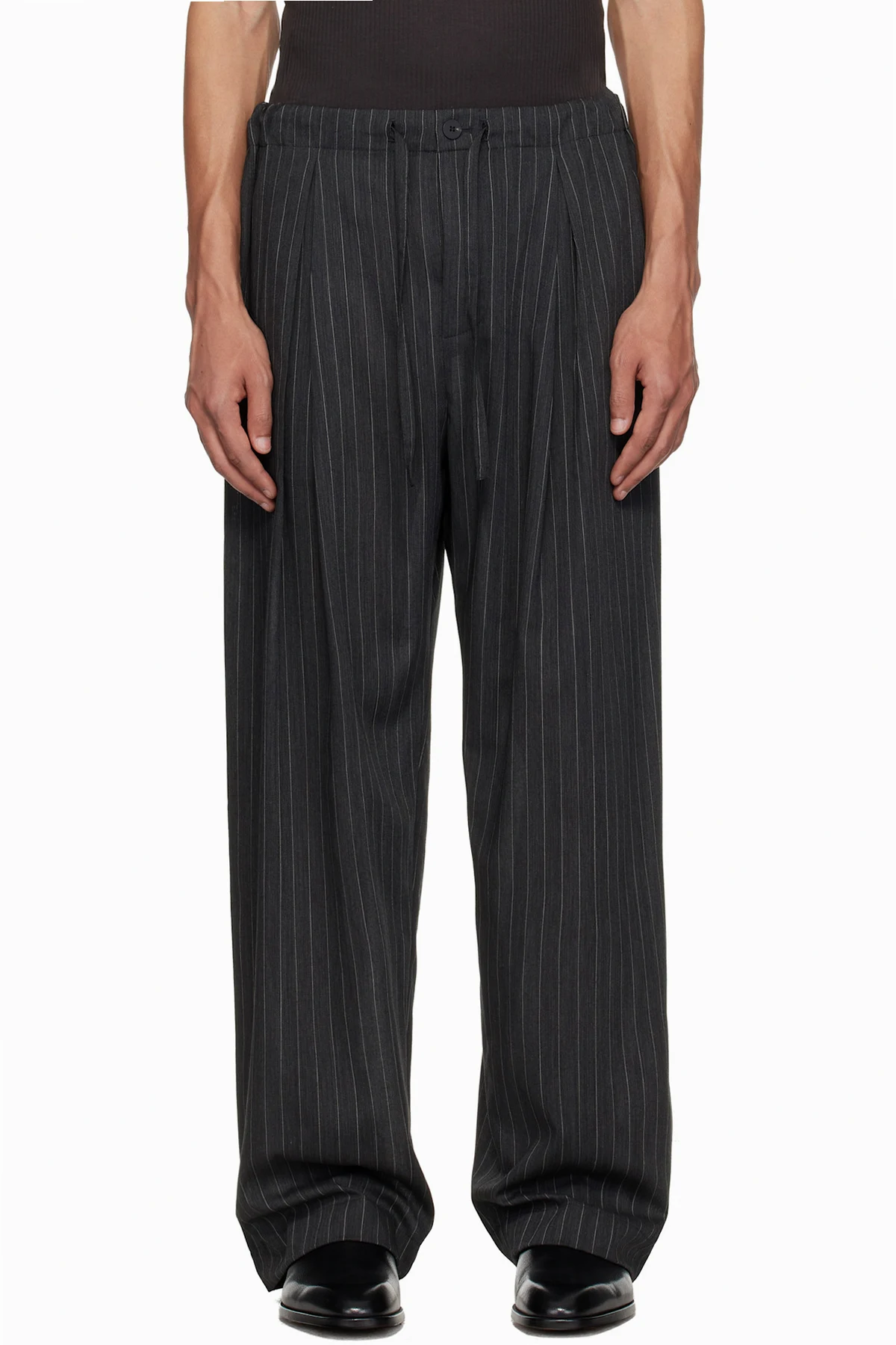 Gray Striped String Trousers