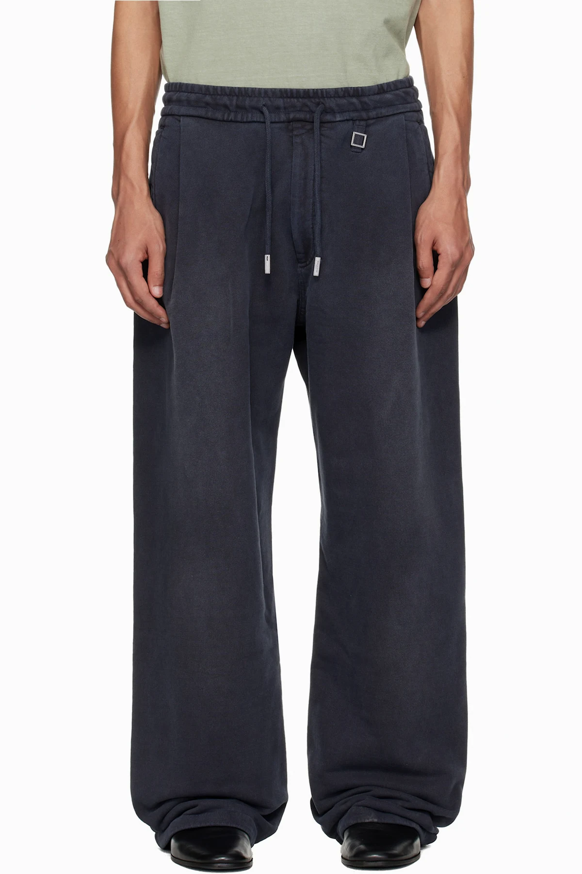 Navy One-Tuck Dyed Cotton Sweatpants