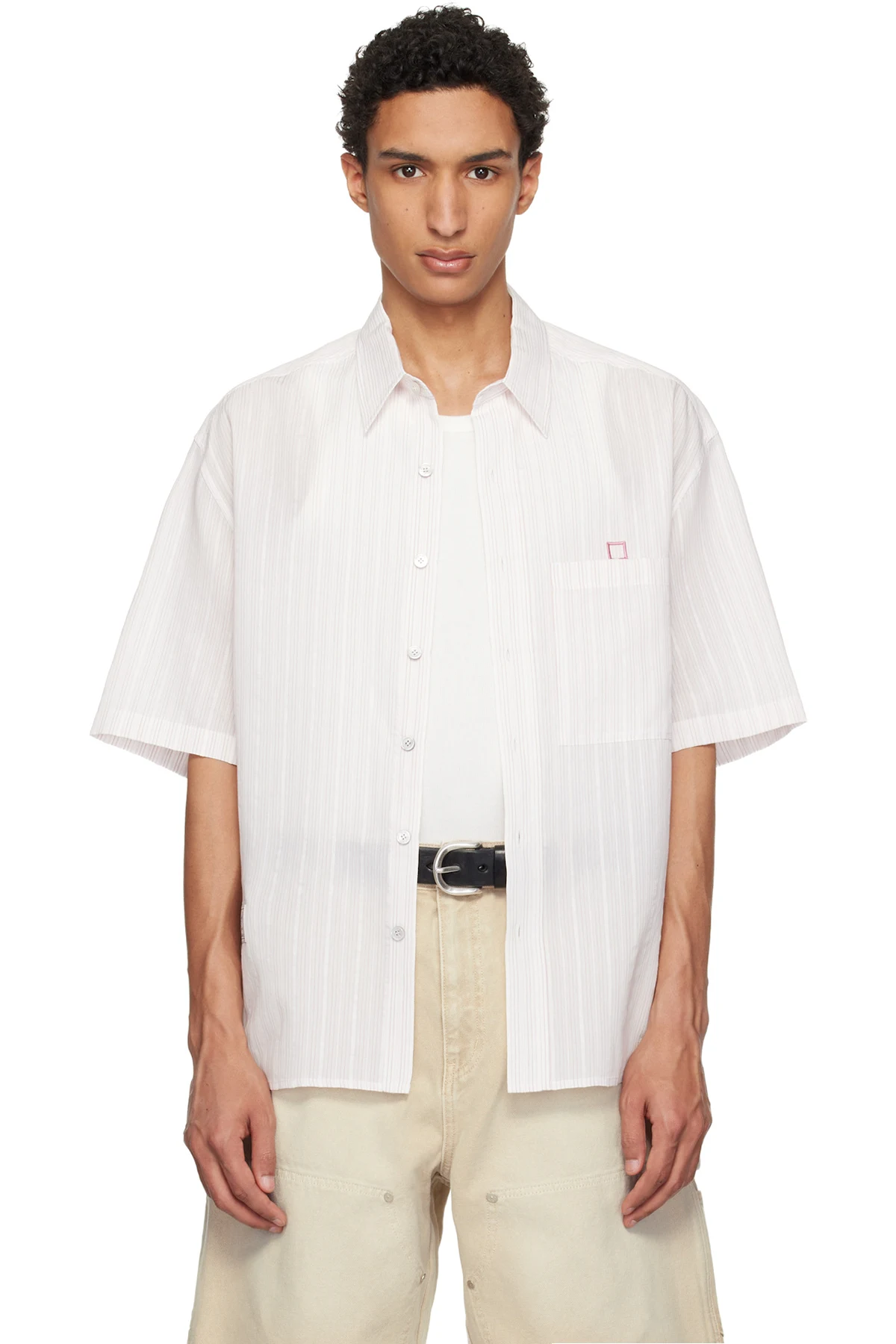 White & Pink Striped Shirt