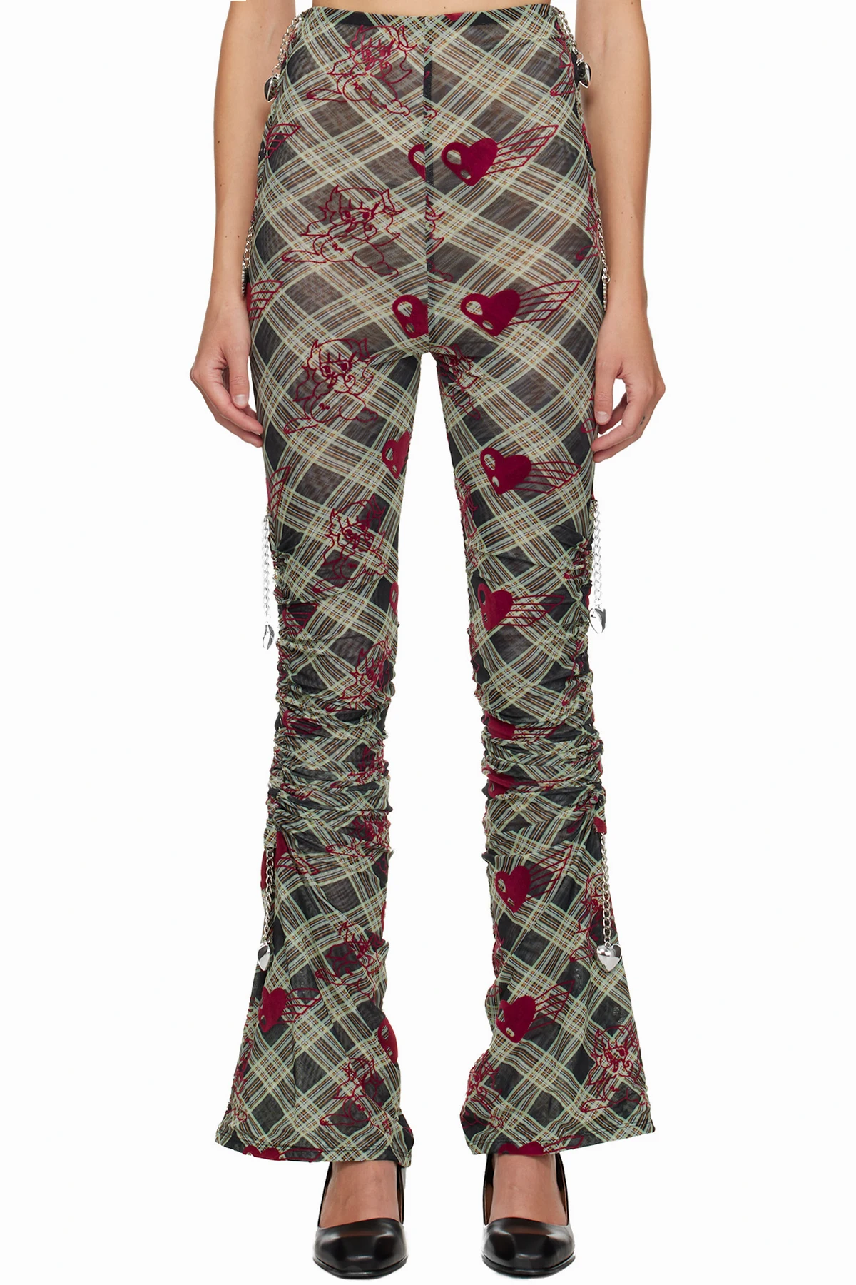 Green Sonicscape Plaid Mesh Leggings