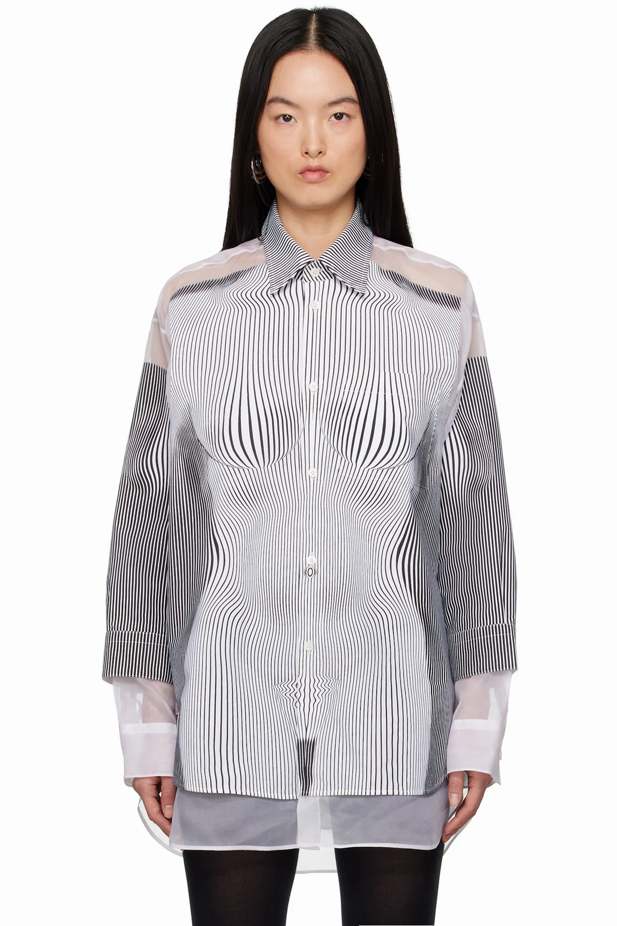 Black & White 'The Petit Grand Pinstripe Body Morphing' Shirt