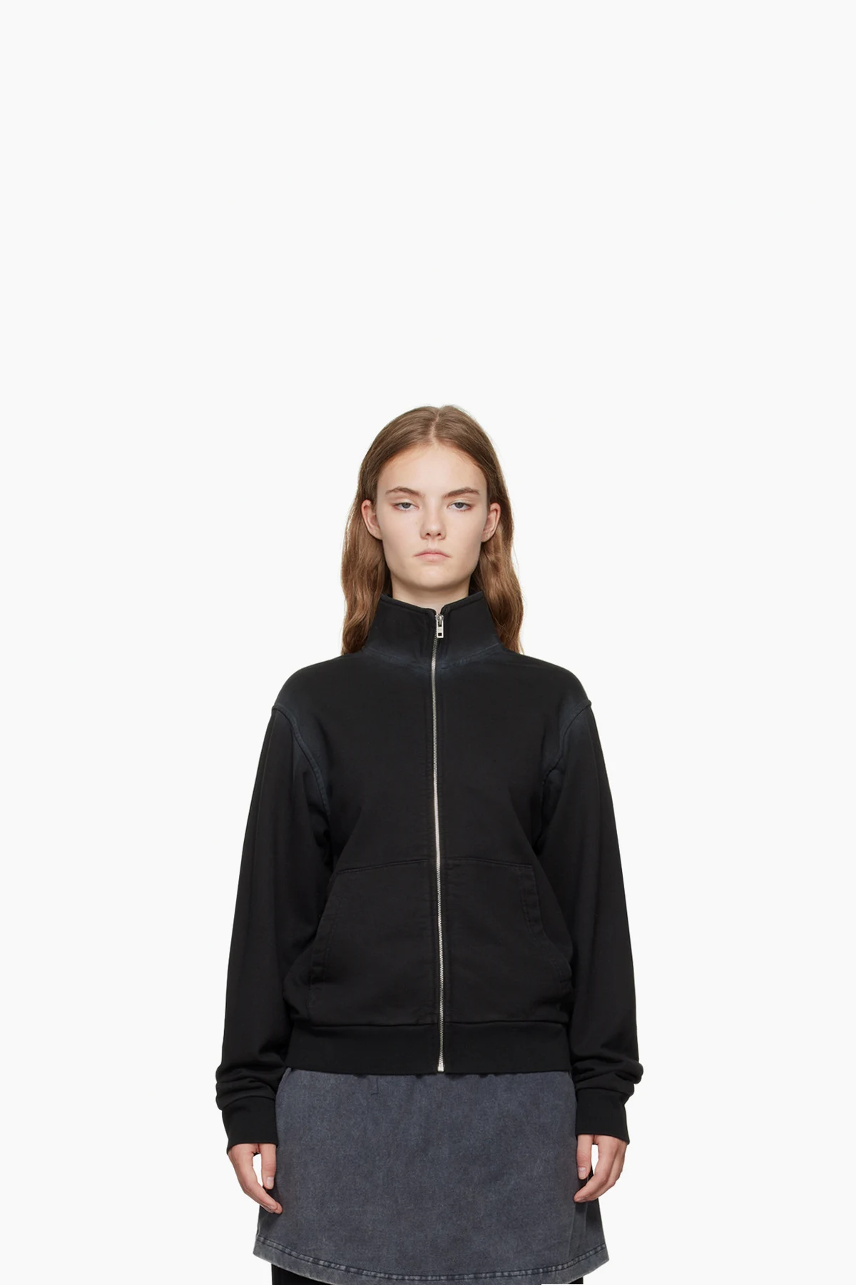 Black Embroidered-Logo Track Jacket