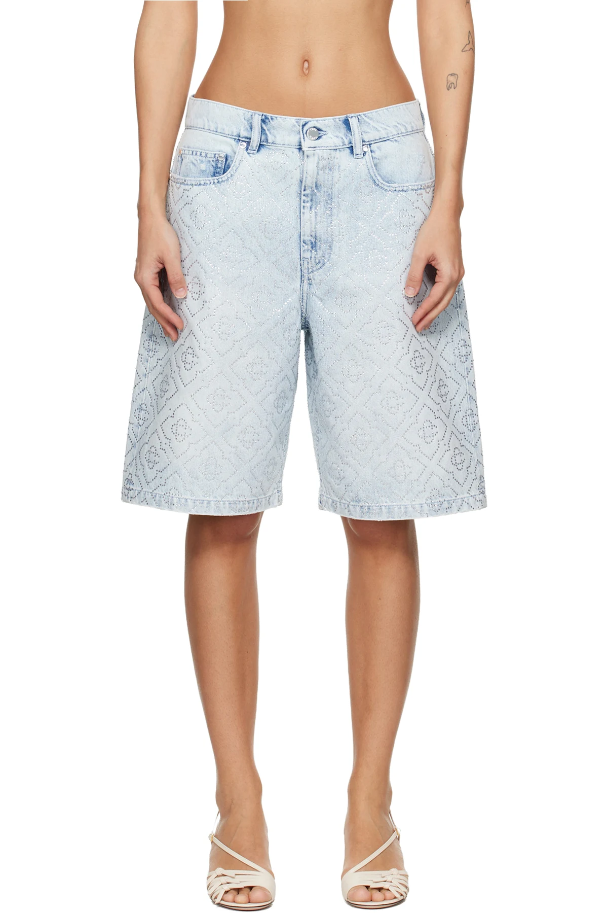 Blue Hotfix Baggy Denim Shorts