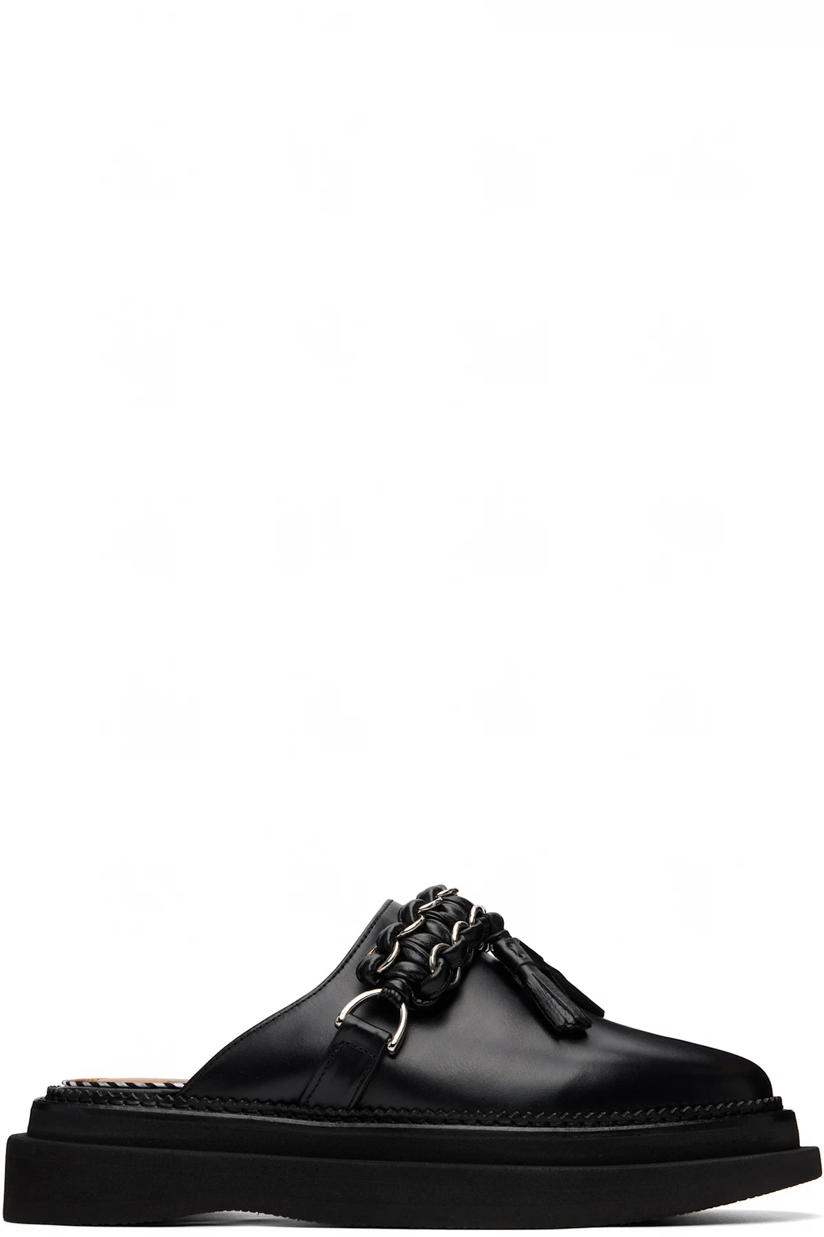 Black Hard Leather Slip-on Loafers