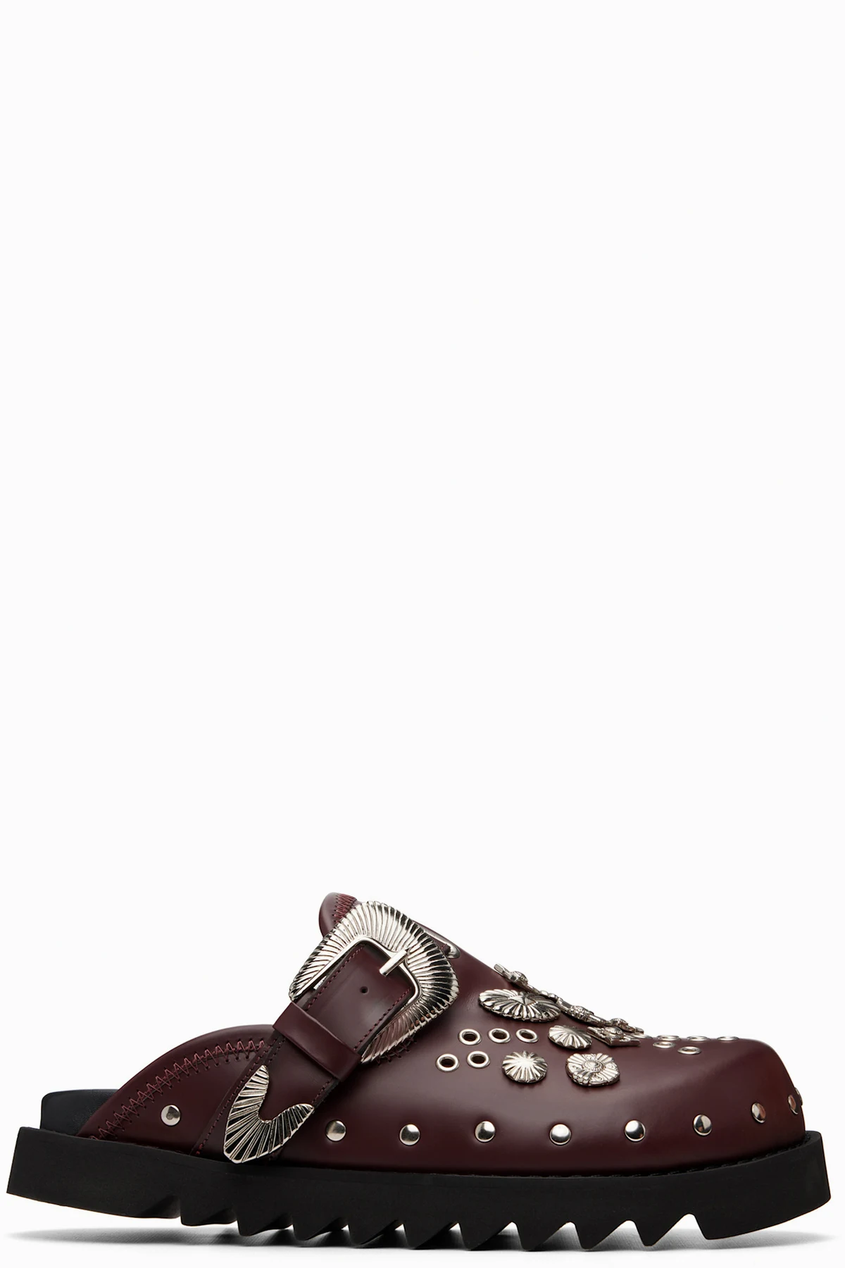 SSENSE Exclusive Burgundy Eyelet Metal Sabot Slip-on Loafers