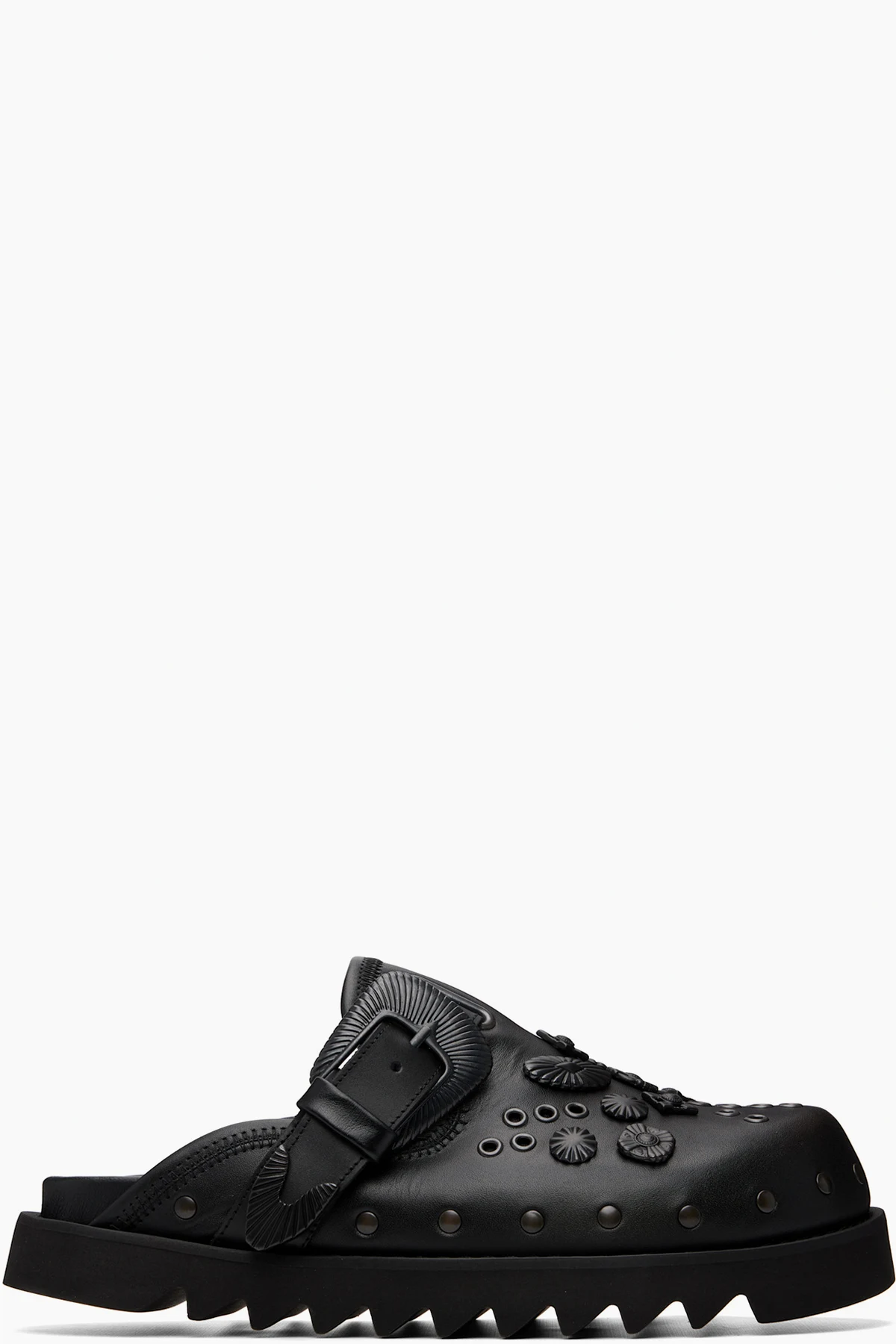SSENSE Exclusive Black Eyelet Metal Sabot Slip-on Loafers