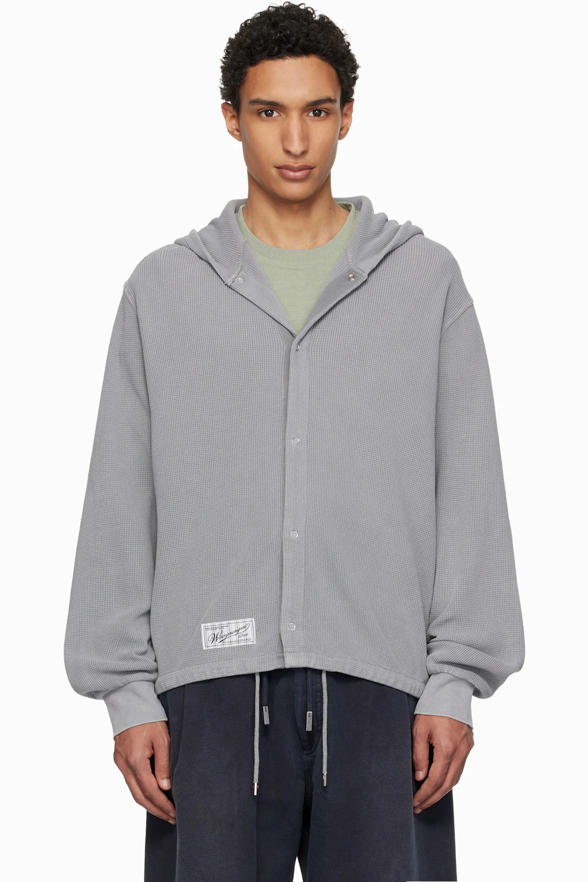 Gray Dyed Open Hoodie