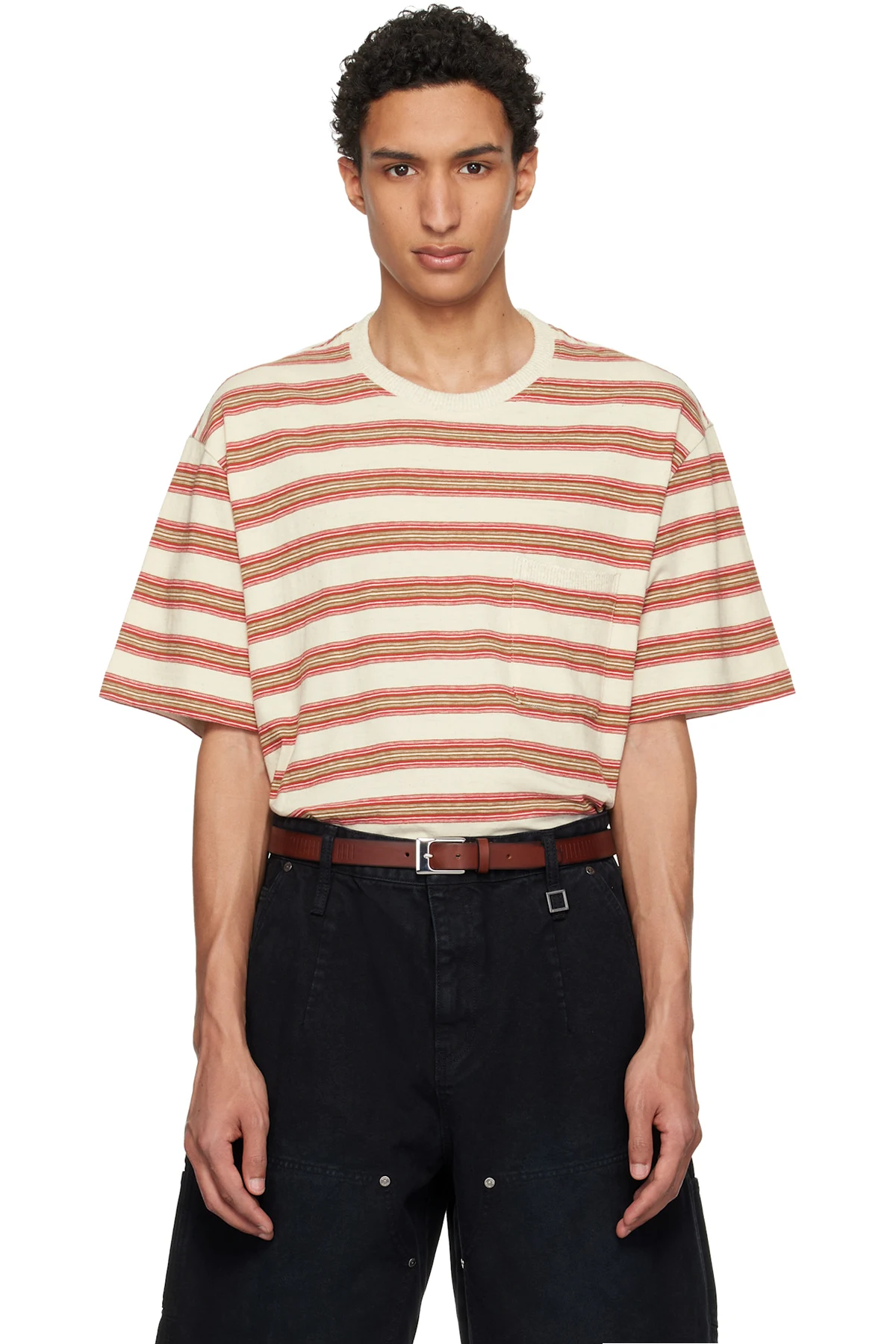 Beige & Red Stripe T-shirt