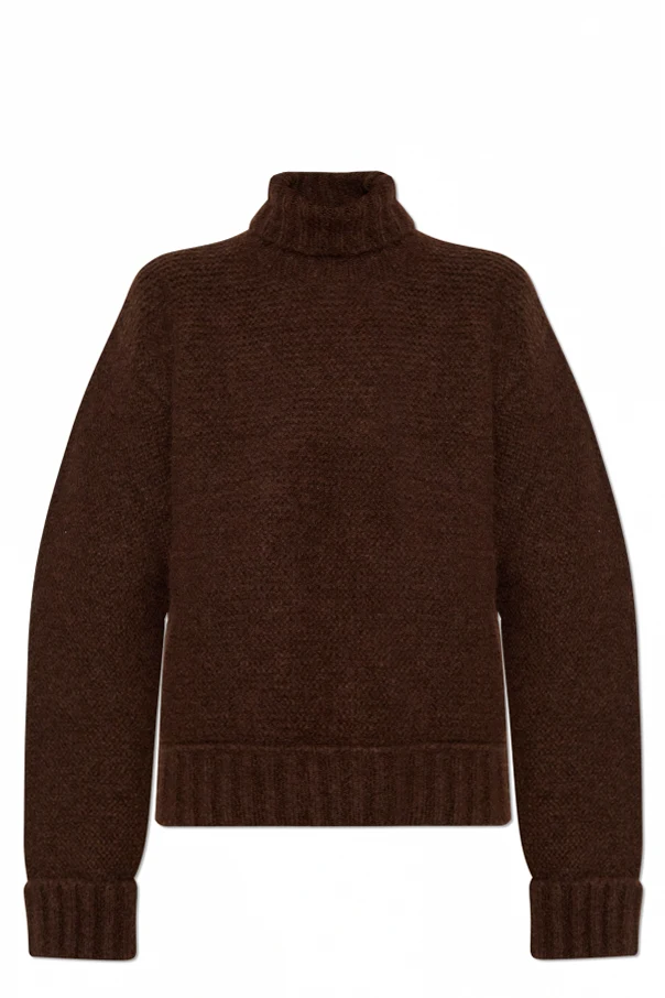 BRĄZOWY Wełniany golf