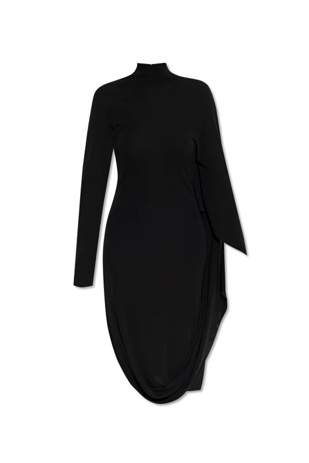 BLACK Dress with a stand-up collar