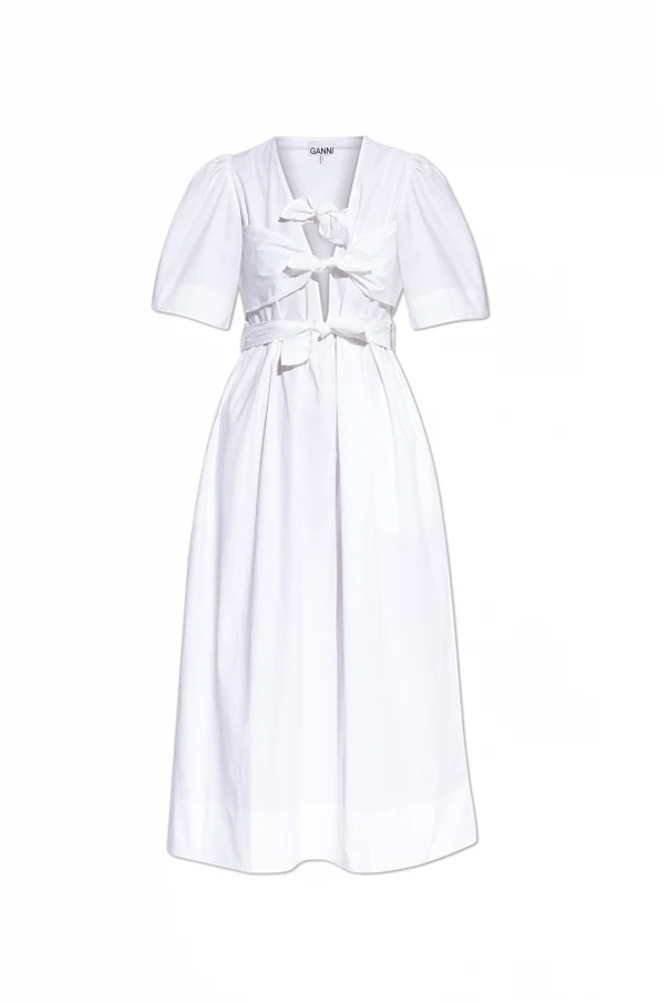 WEISS Kleid mit dekorativen Bindebändern
