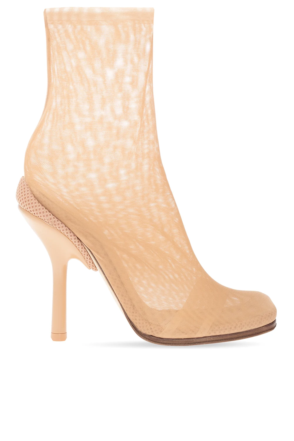 beige Tulle ankle boots